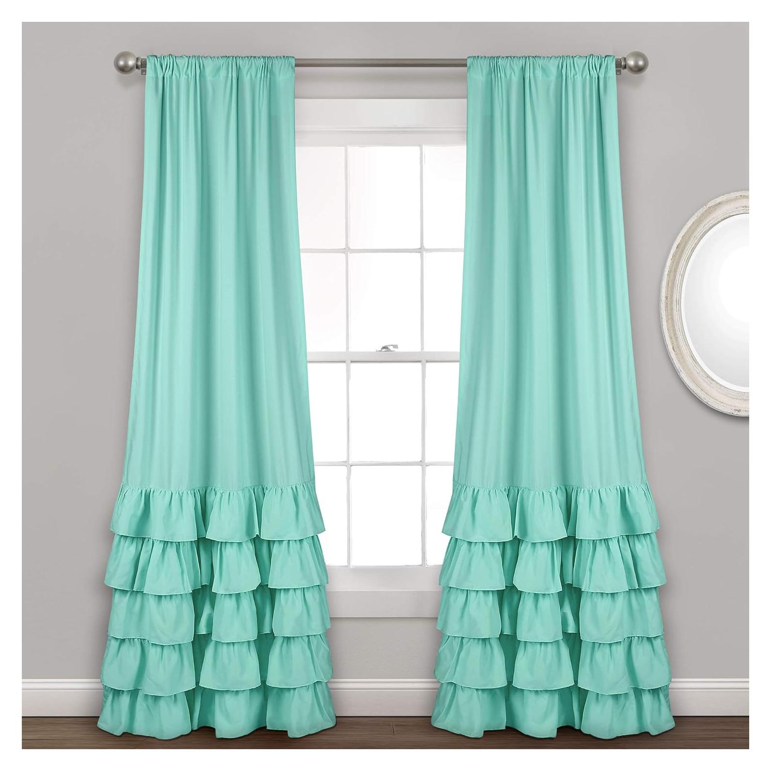 Cortinas Filtrantes de Luz Lush Decor Aqua 2 Paneles 100% Poliester