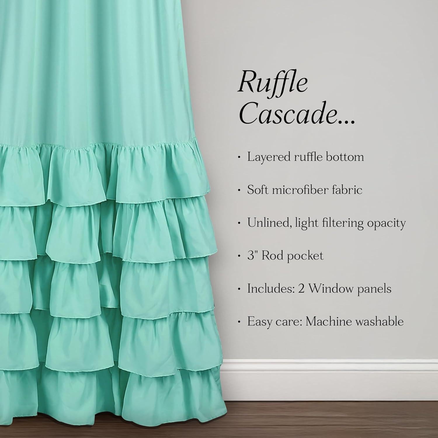 Cortinas Filtrantes de Luz Lush Decor Aqua 2 Paneles 100% Poliester