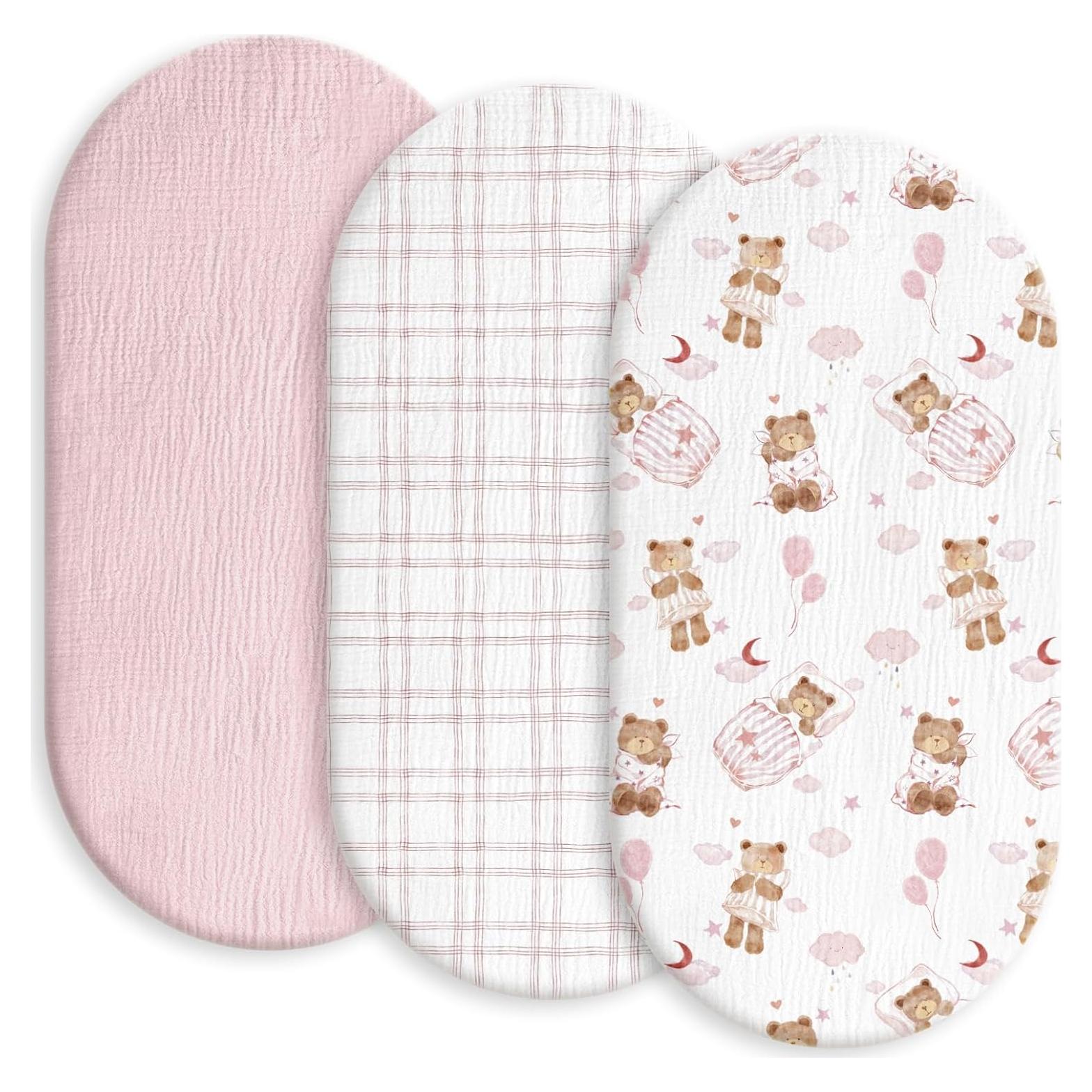 Sábanas de Cuna Gllquen 3 Paquete Algodón Muselina 84x43 cm