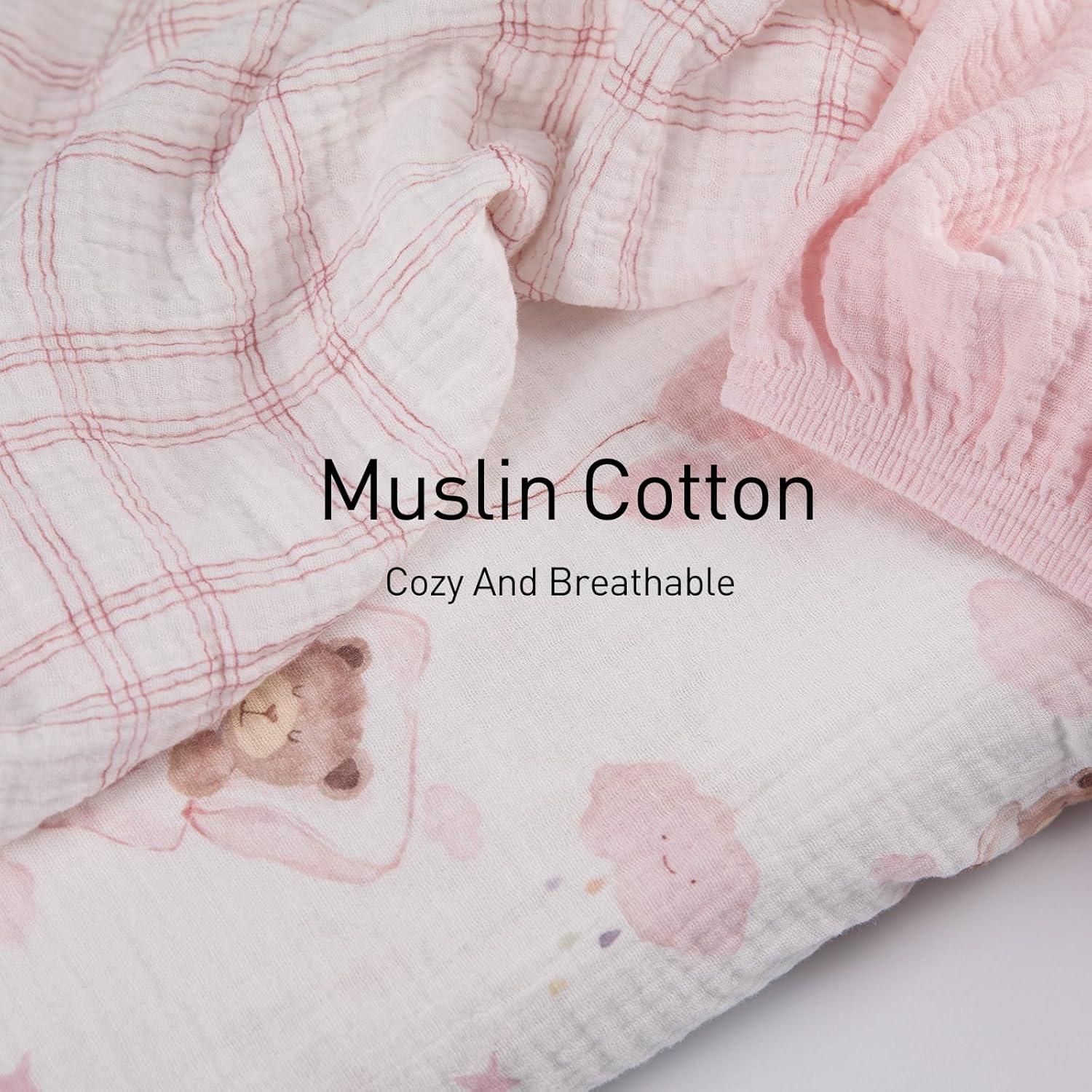 Sábanas de Cuna Gllquen 3 Paquete Algodón Muselina 84x43 cm