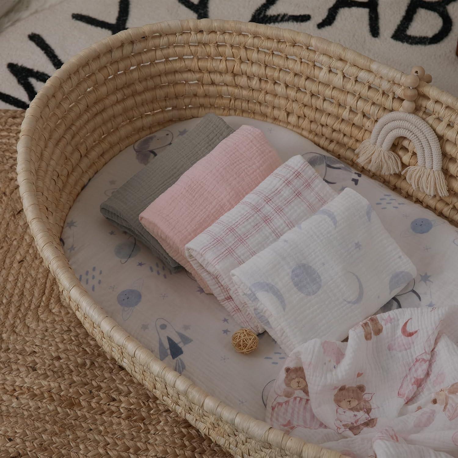 Sábanas de Cuna Gllquen 3 Paquete Algodón Muselina 84x43 cm