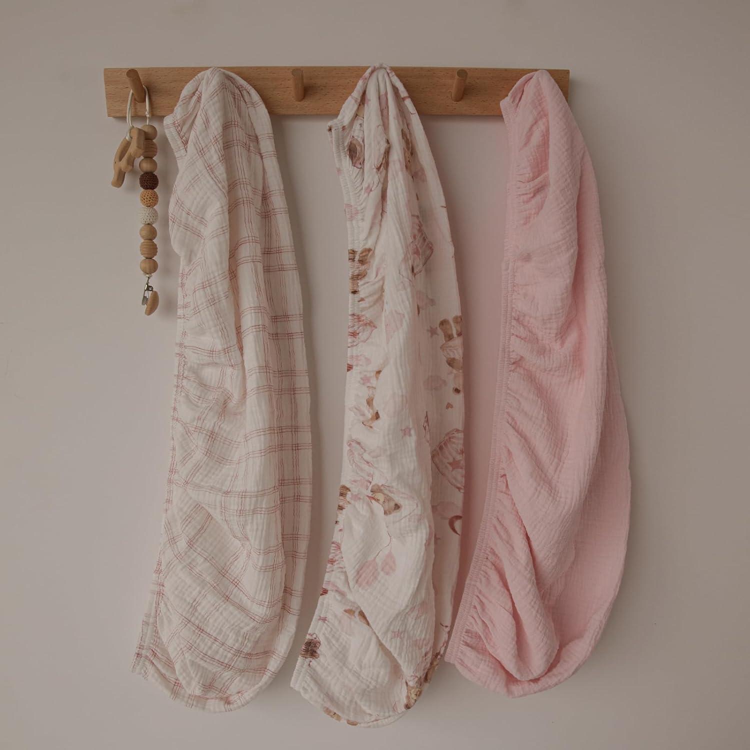 Sábanas de Cuna Gllquen 3 Paquete Algodón Muselina 84x43 cm