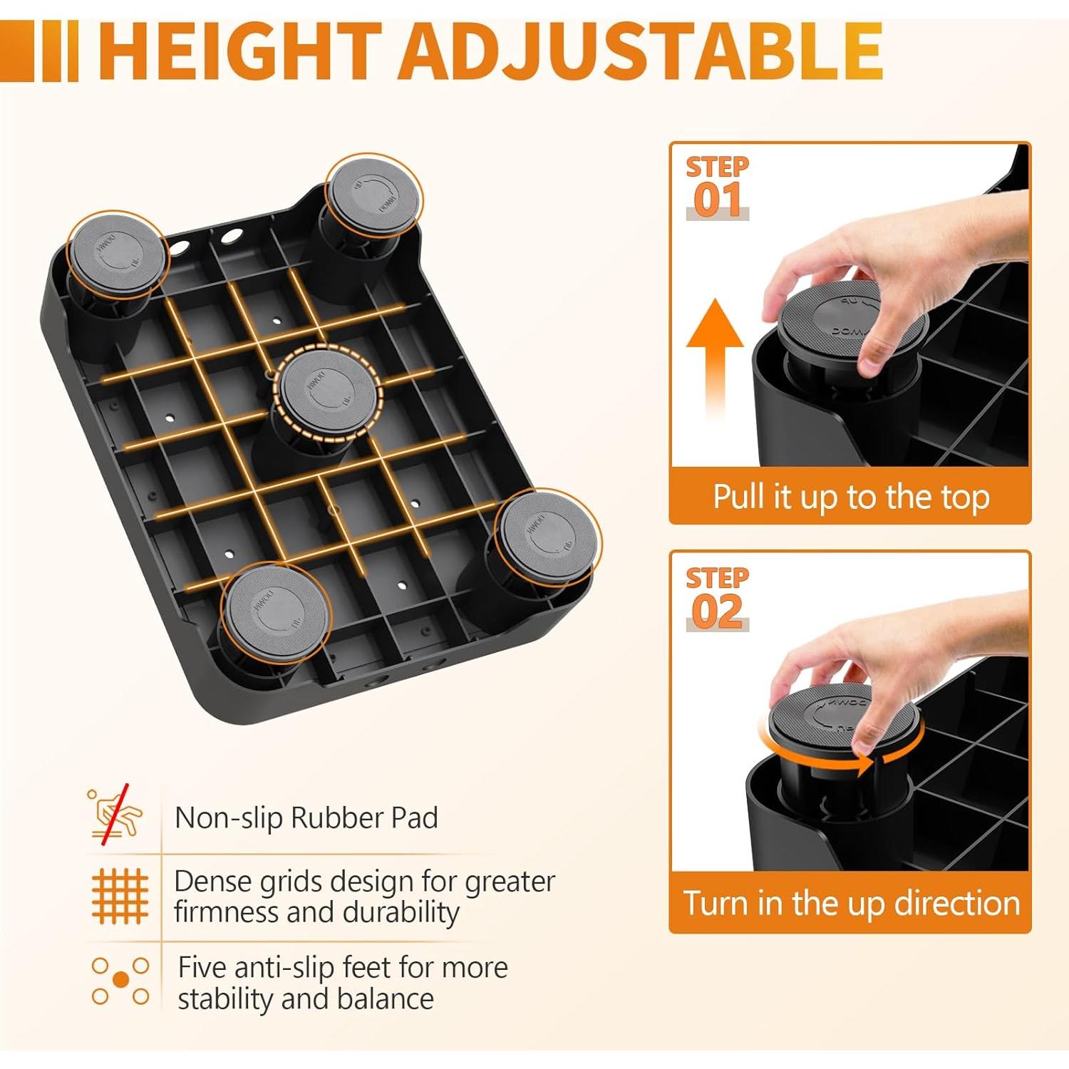 Ronlap One Step Stools for Adults, Portable Safety Step Platform for Seniors Small Plastic Bedside Step Stool Mobility Wide Step Stools Elderly Assistance for Shower Bed Car Stair Outdoor, Black-Black