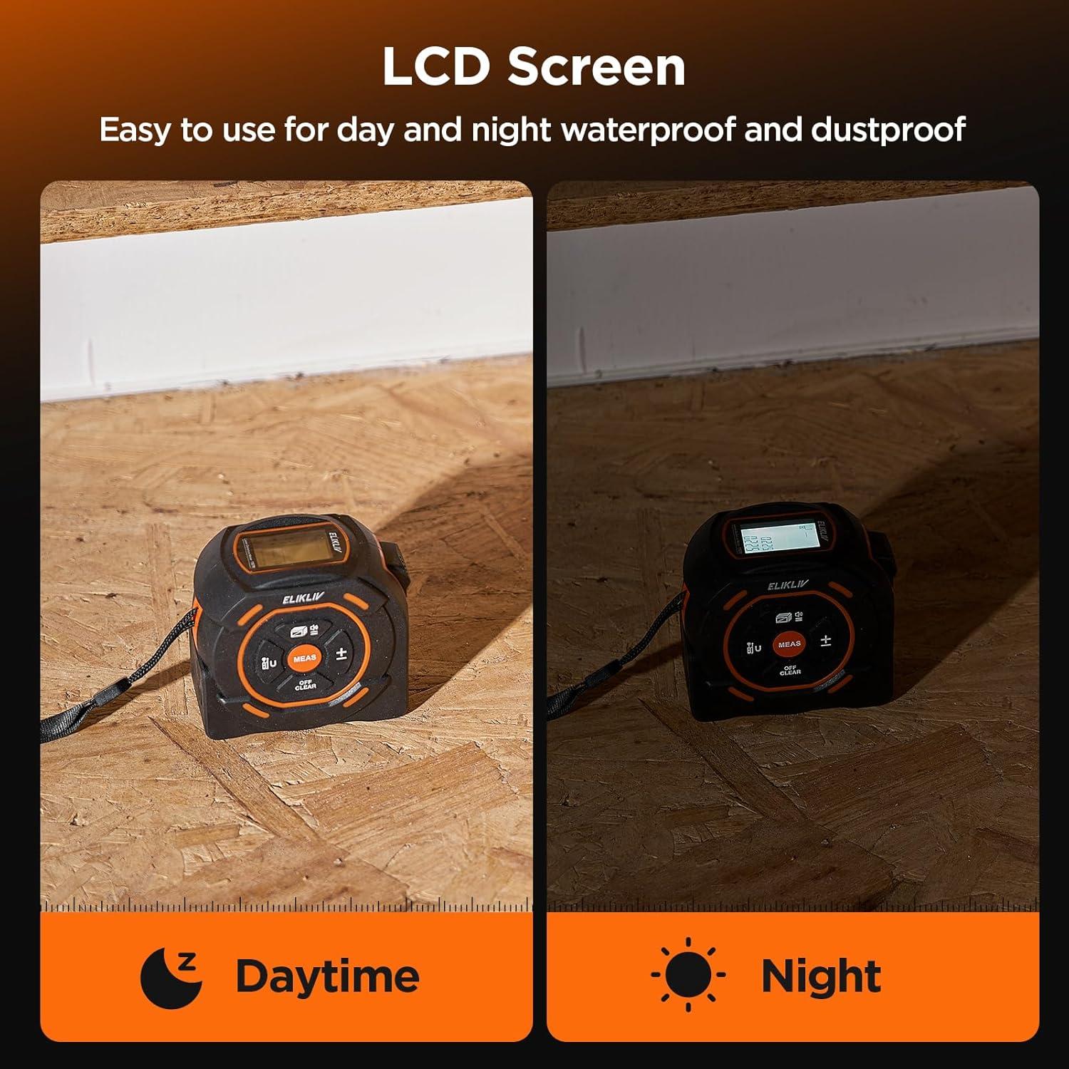 Cinta Métrica Láser Elikliv 197Ft y 16Ft Digital