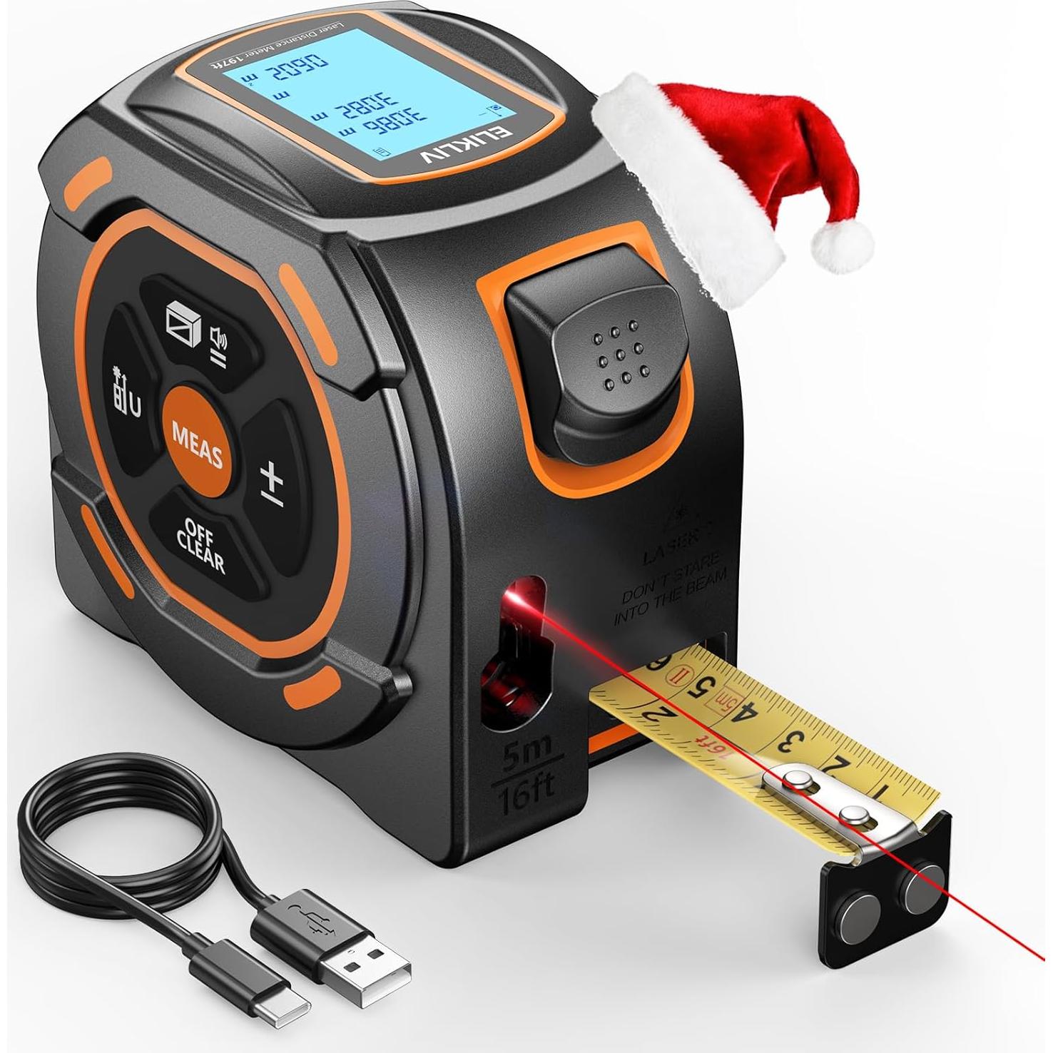 Cinta Métrica Láser Elikliv 197Ft y 16Ft Digital