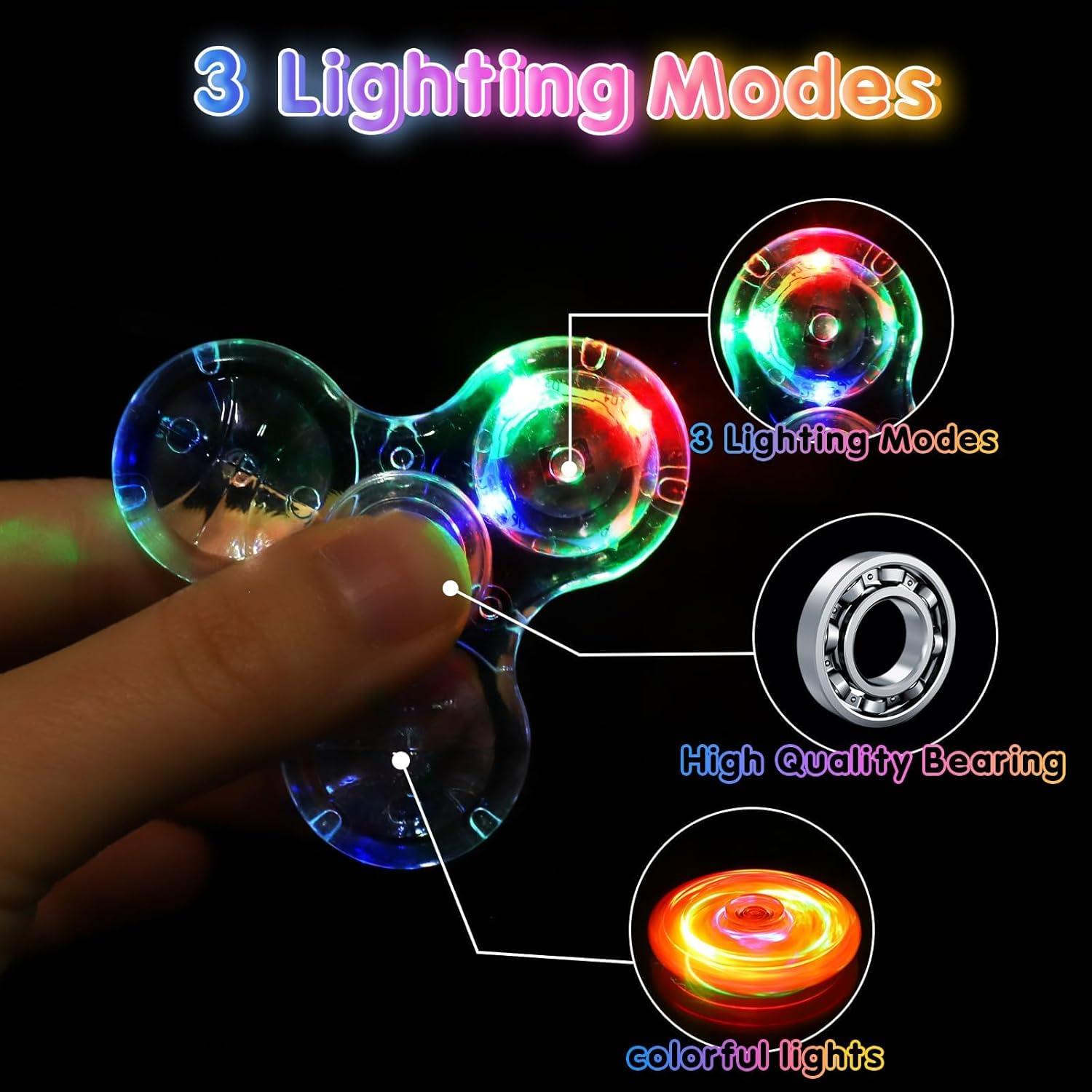 Paquete de 12 Fidget Spinners ANNGIKO Iluminados para Fiestas