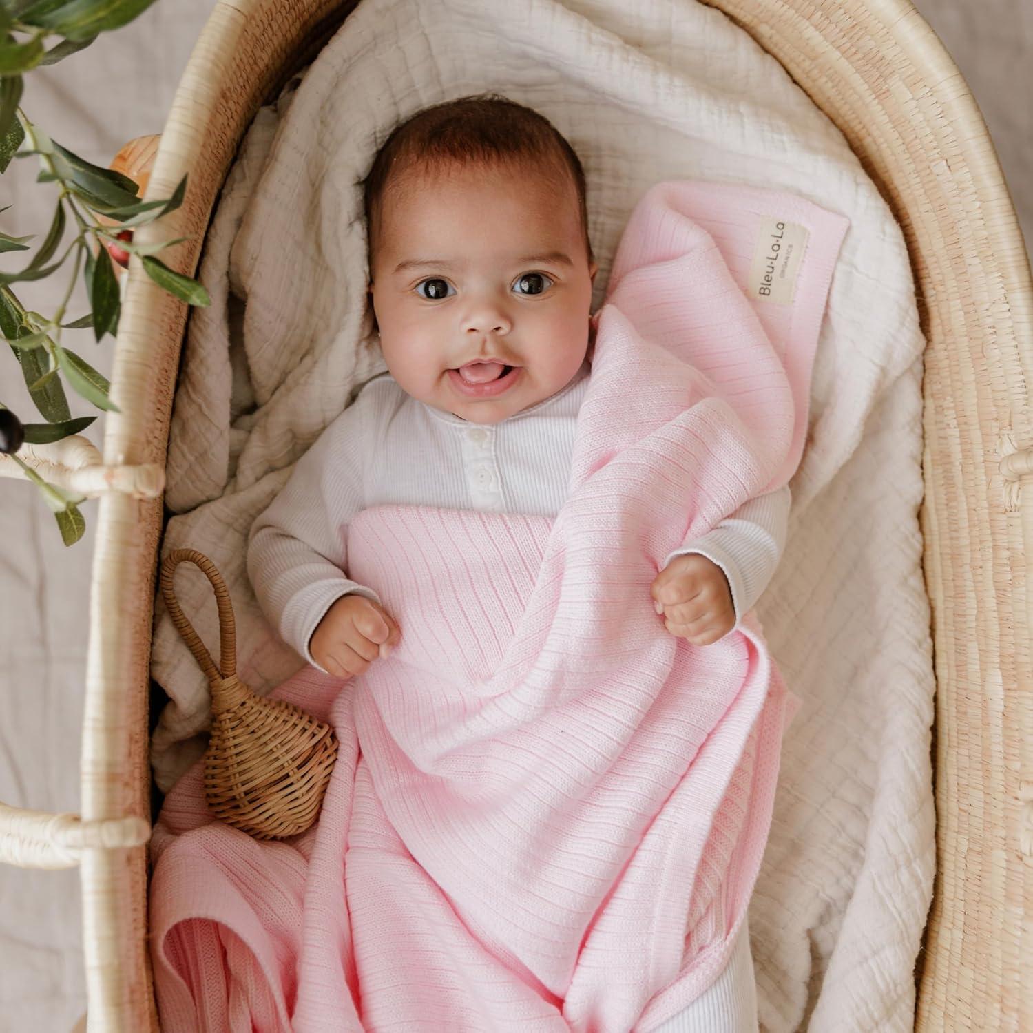 Manta de Envolver 100% Algodón Orgánico Bleu La La Rosa Pálido