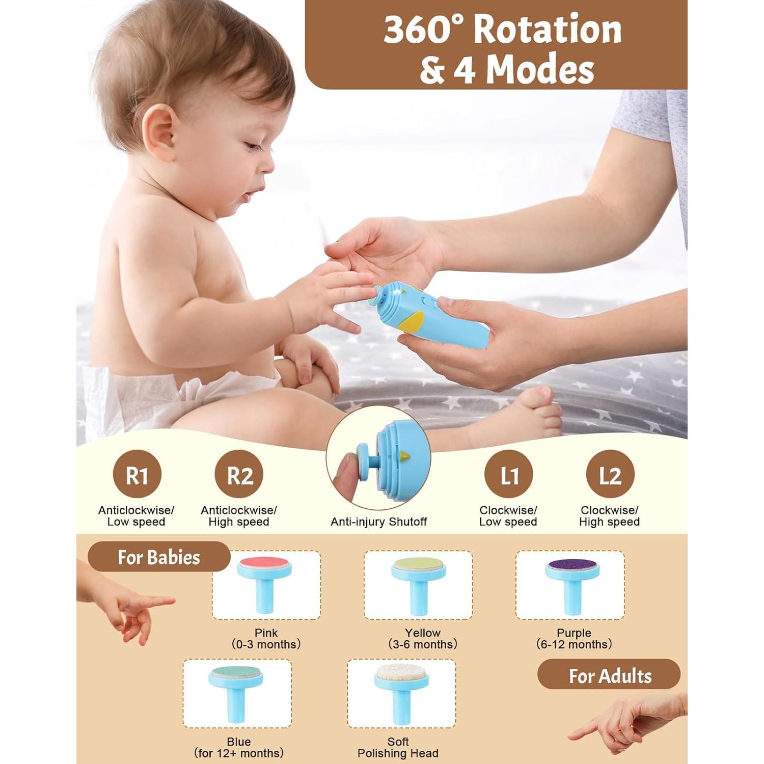 Cortador de Uñas Eléctrico Lictin 2 en 1 para Bebés con Luz