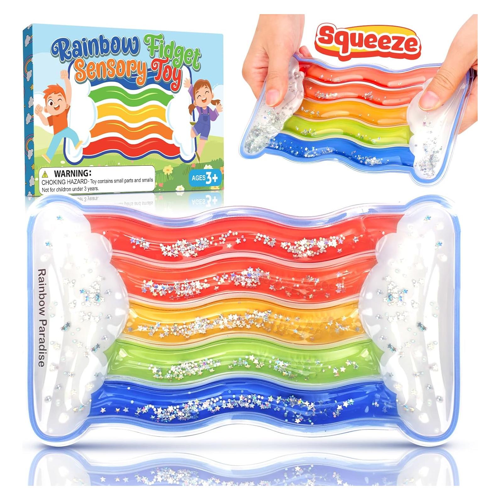 Tubo Sensorial de Compresión Arcoíris LESONG - Juguete Antiestrés