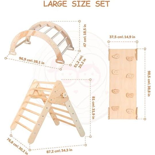 Conjunto de triángulo de escalada WoodandHearts Grande