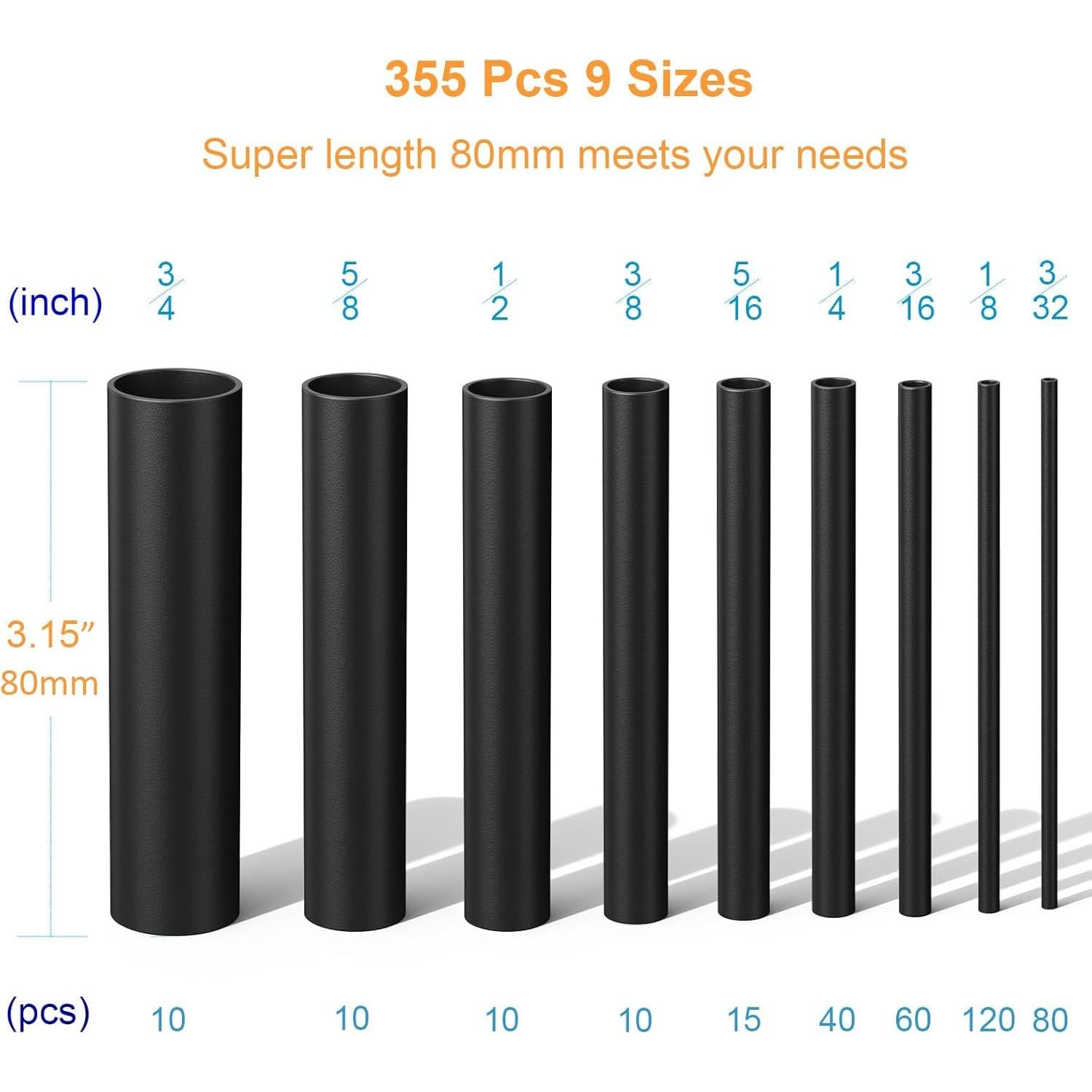 Kit de Tubos Termocontraíbles 355pcs Twippo 3:1 Negro