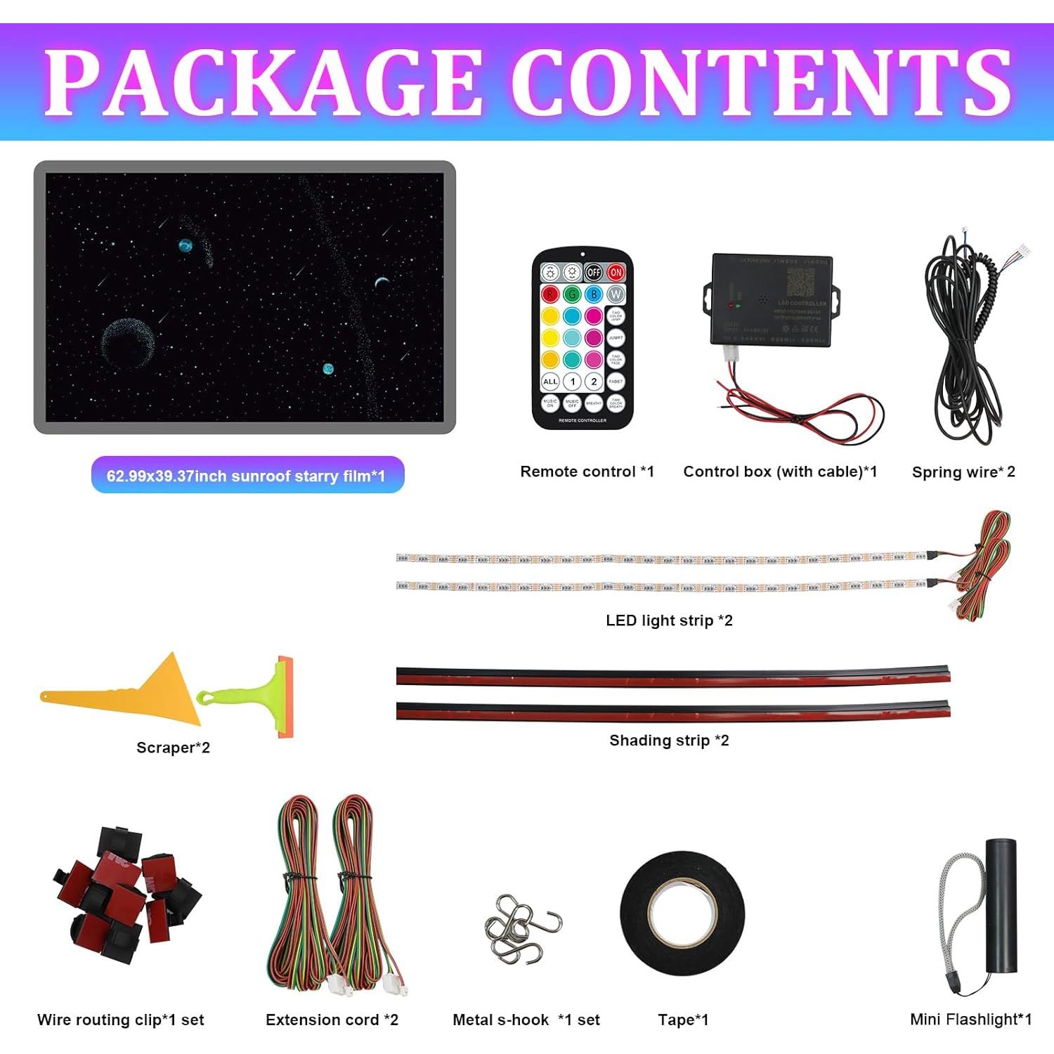 Película Solar Techo Coche WEBUPAR 160x100 cm RGB LED