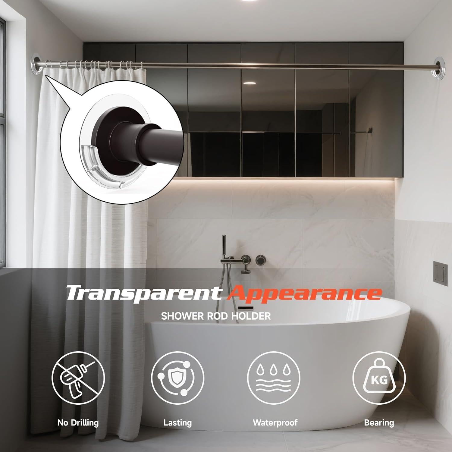 Soporte Adhesivo para Varilla de Ducha BRIOFOX 4.8 cm Blanco