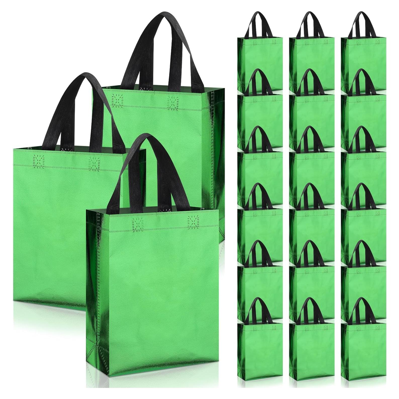 48 Bolsas de Regalo Verdes Sadnyy Reutilizables 20x10x25 cm