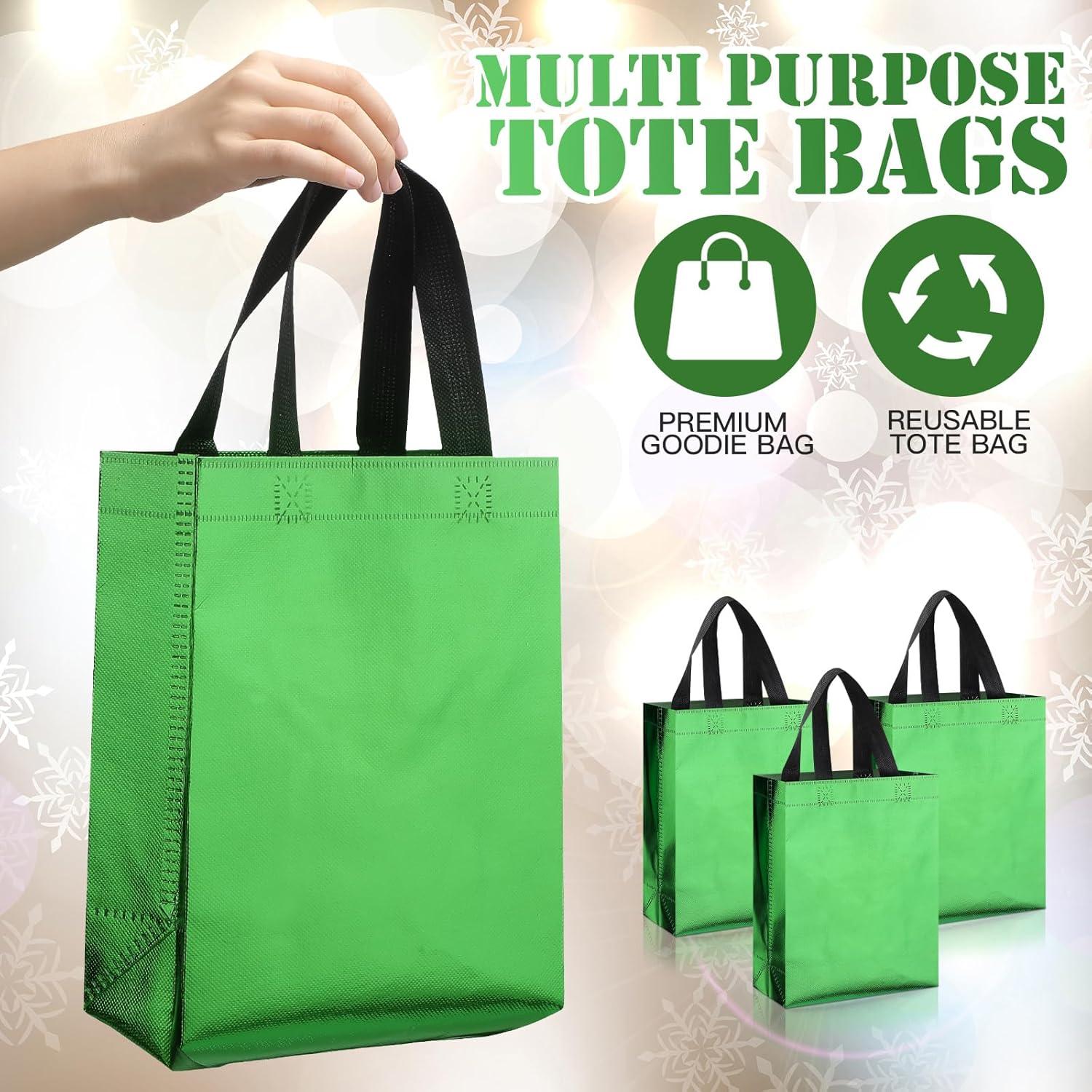 48 Bolsas de Regalo Verdes Sadnyy Reutilizables 20x10x25 cm