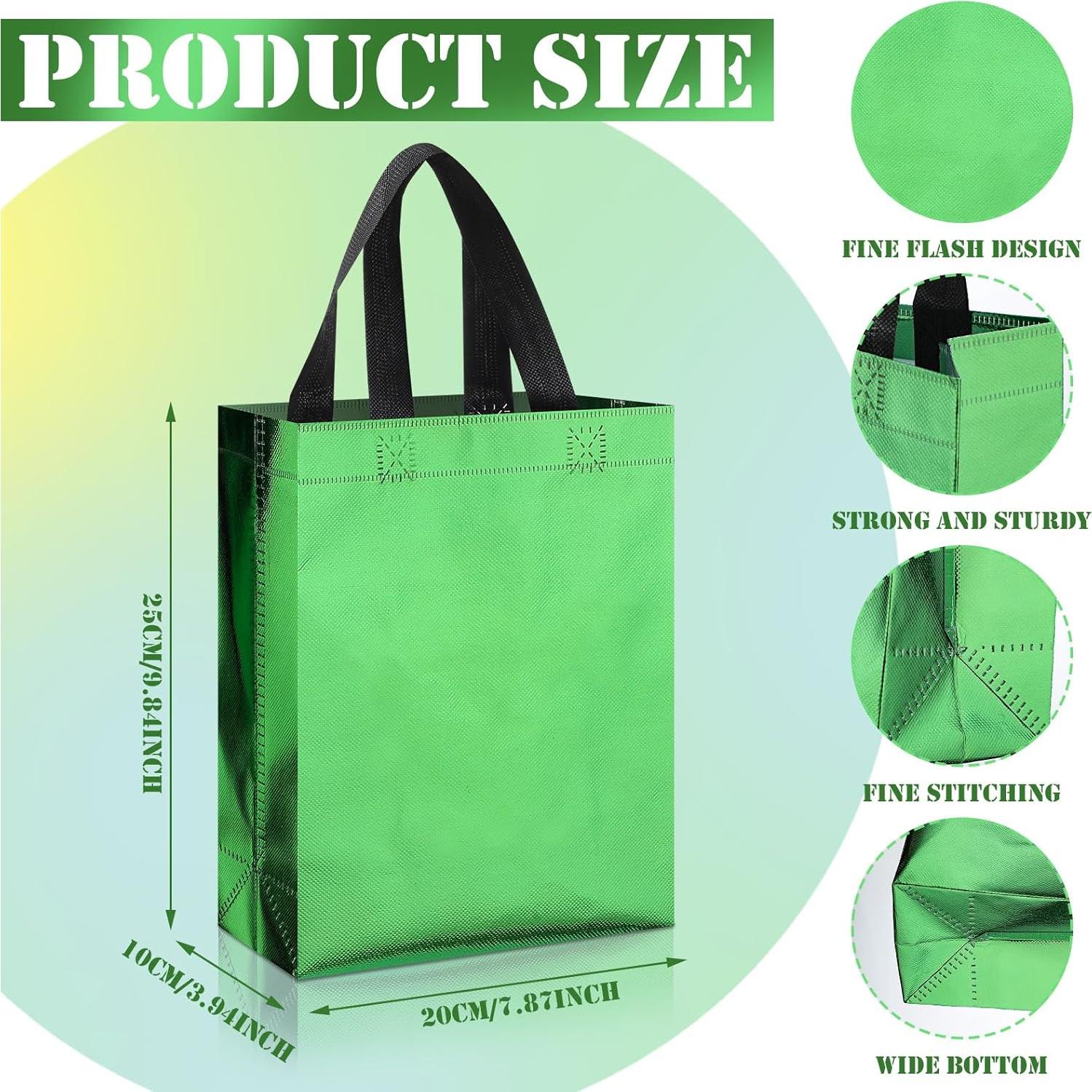 48 Bolsas de Regalo Verdes Sadnyy Reutilizables 20x10x25 cm