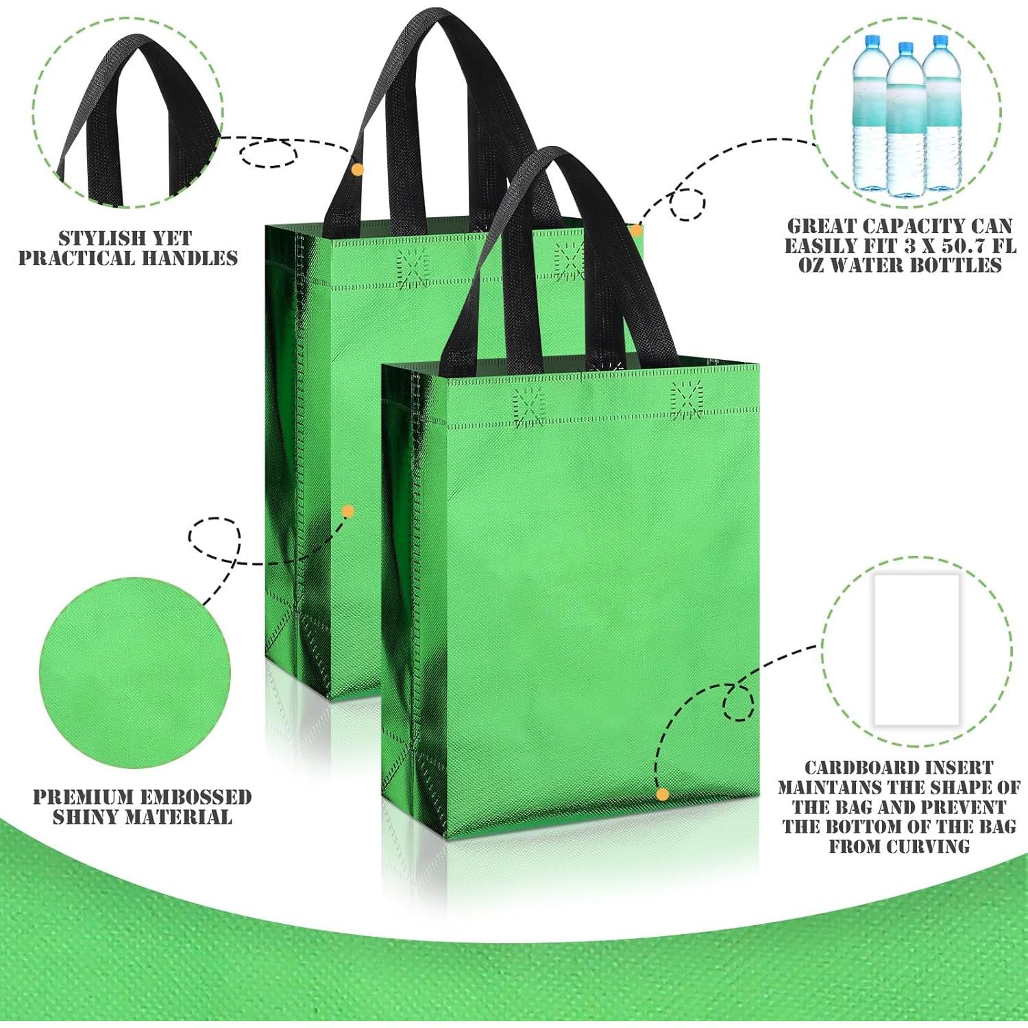 48 Bolsas de Regalo Verdes Sadnyy Reutilizables 20x10x25 cm