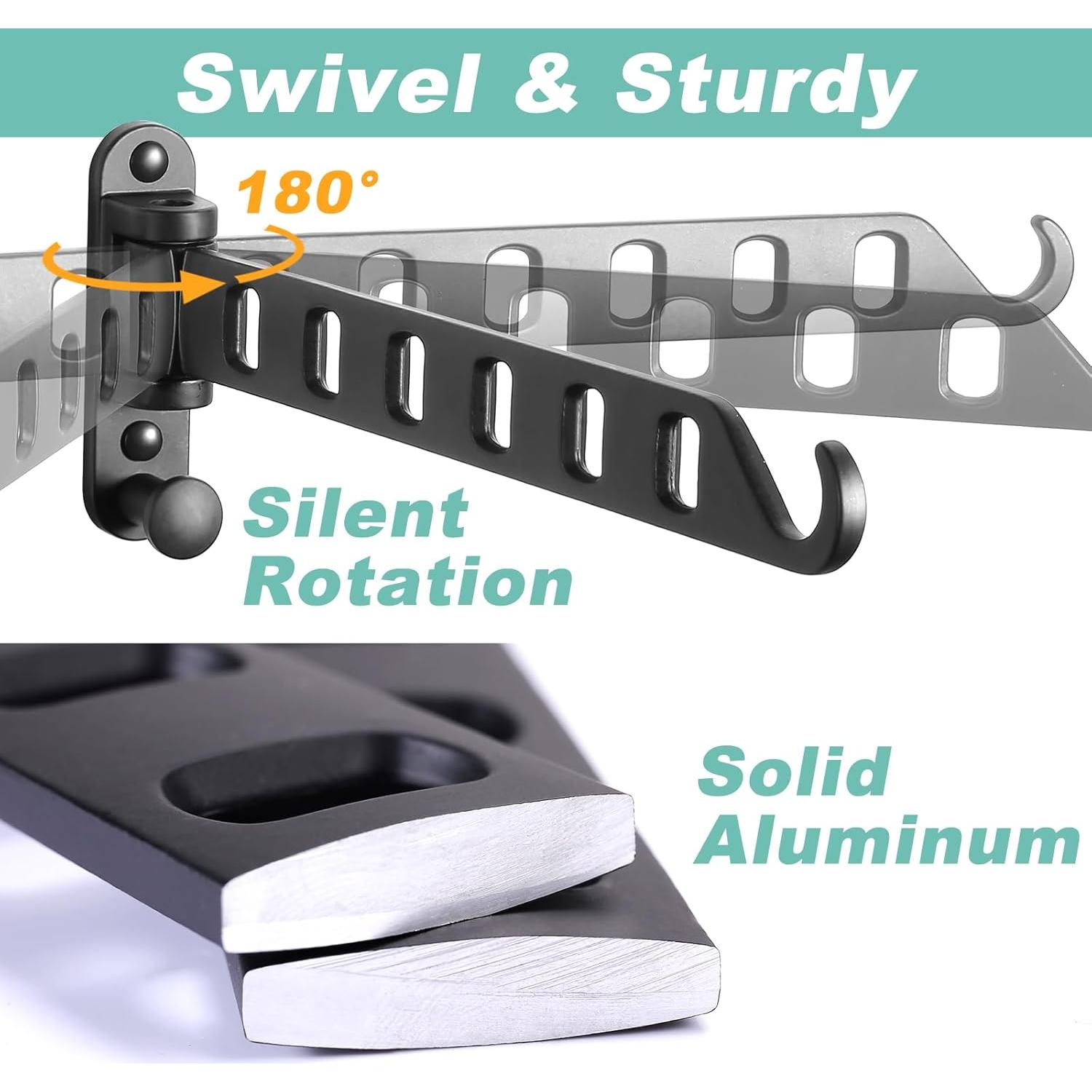 Perchero de Secado Pared SKIKEN 6 Agujeros Aluminio Negro