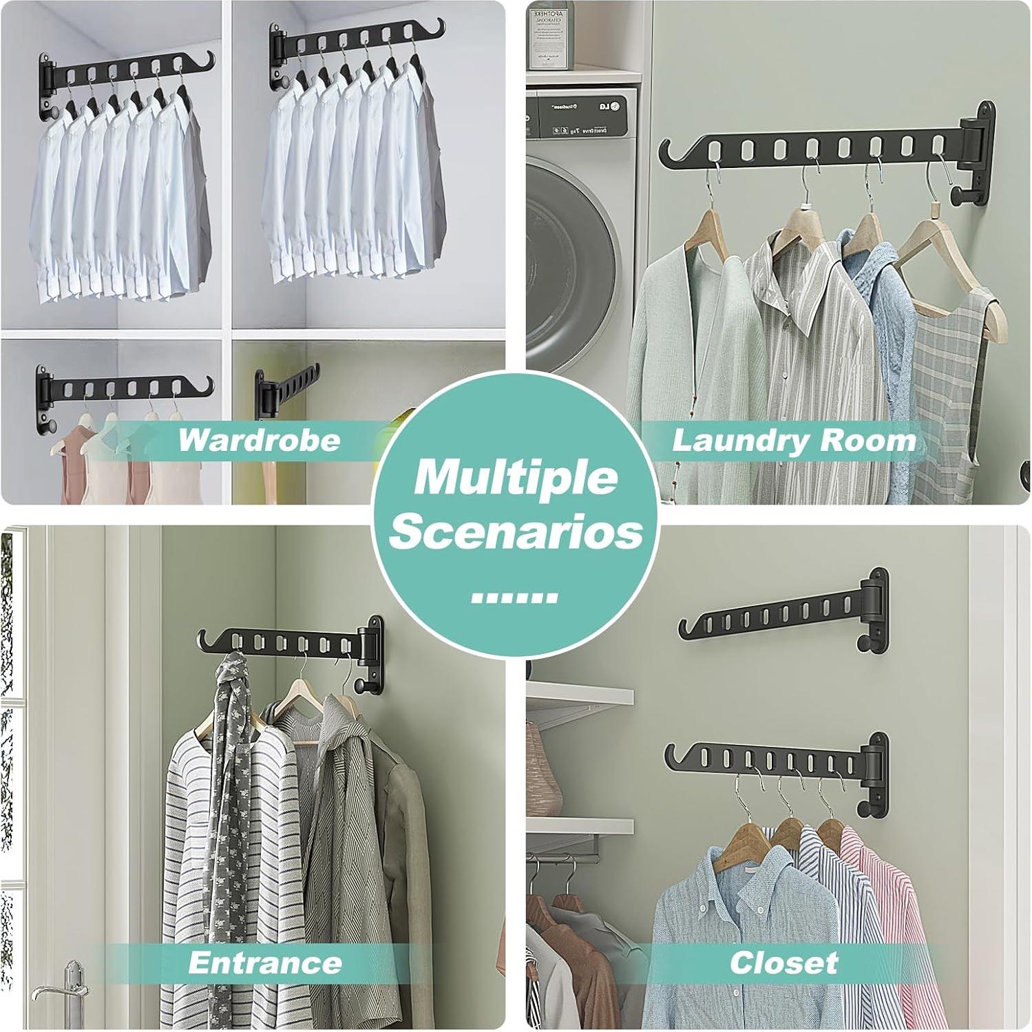 Perchero de Secado Pared SKIKEN 6 Agujeros Aluminio Negro