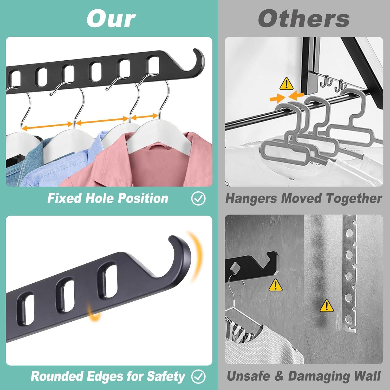 Perchero de Secado Pared SKIKEN 6 Agujeros Aluminio Negro