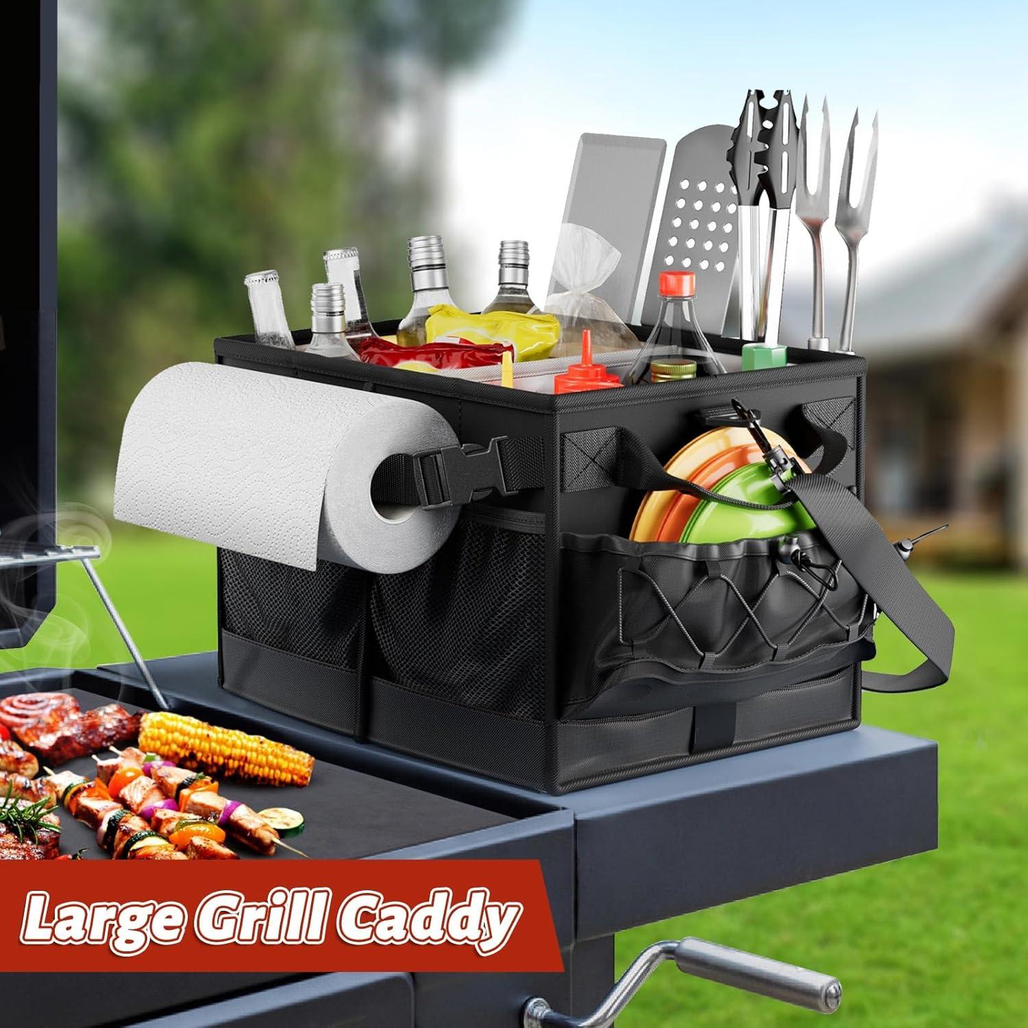 Caddy de Parrilla Lorbro Negro Plegable con Soporte para Toallas