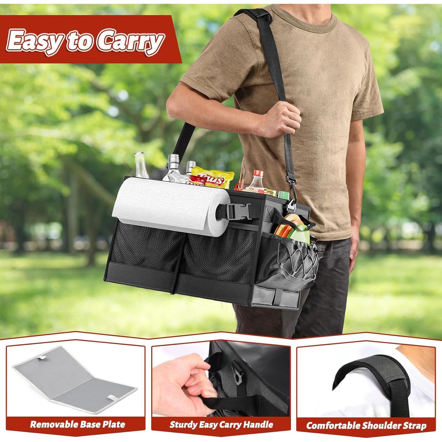 Caddy de Parrilla Lorbro Negro Plegable con Soporte para Toallas