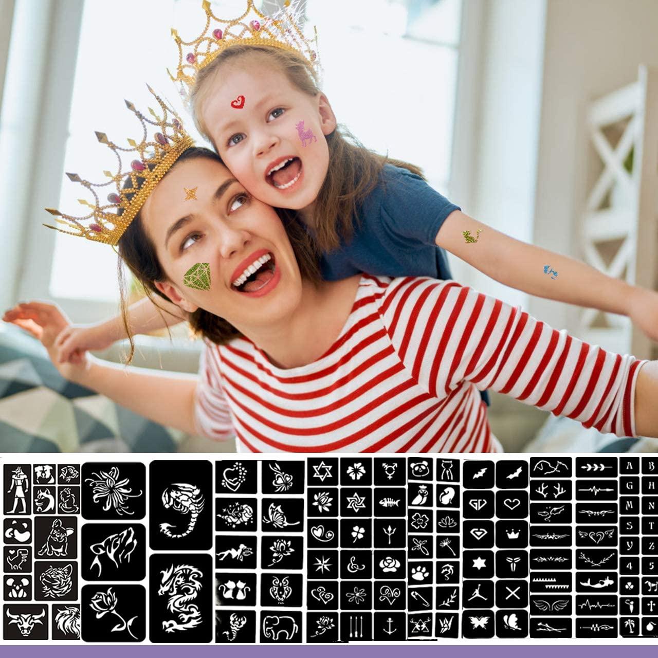 Kit de Tatuajes Temporales de Brillo NATUMER 48 Colores