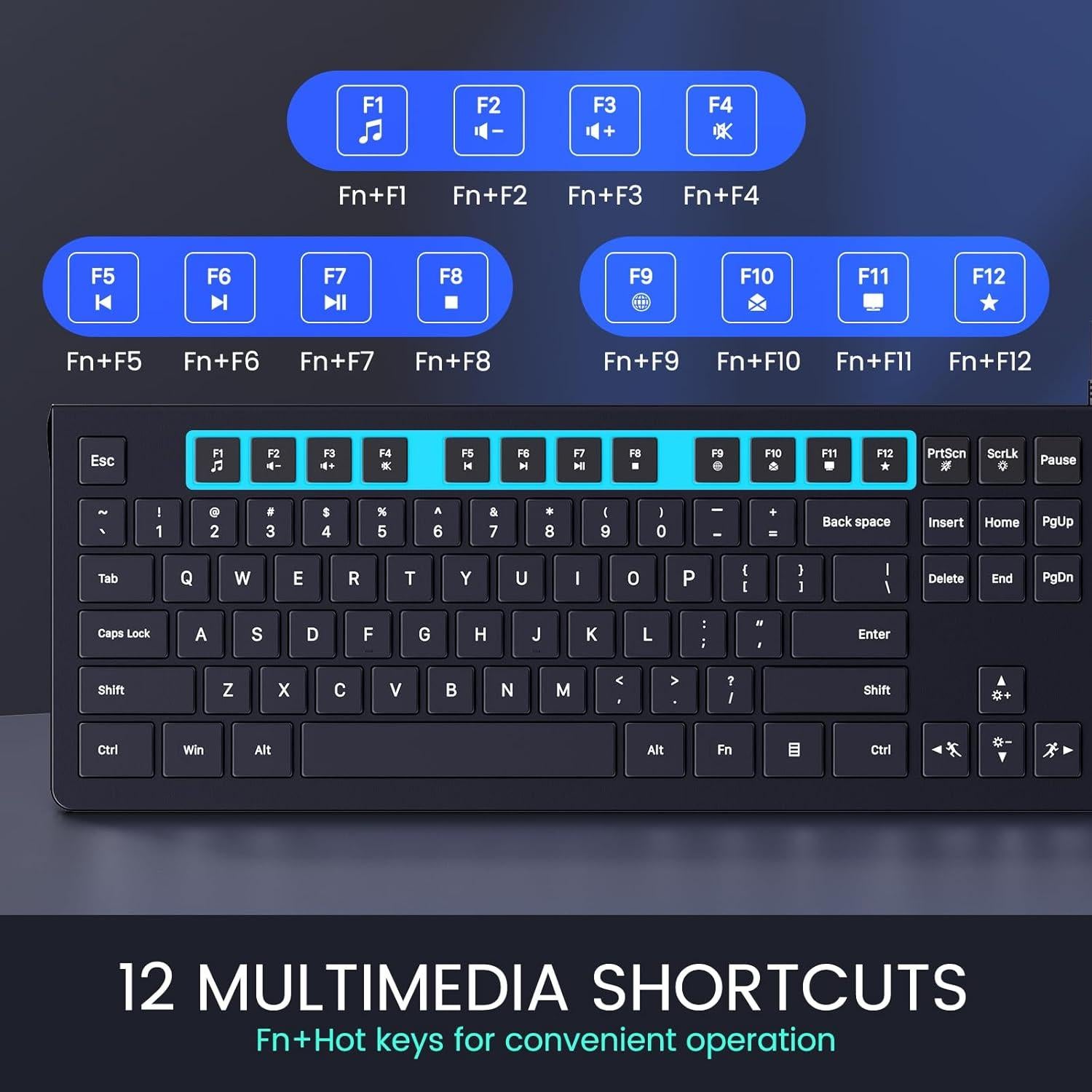 Teclado Retroiluminado con Cable COLIKES Ergonómico 44.1x15.3cm