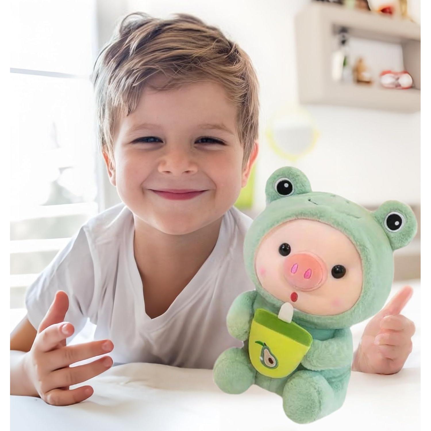 Cerdo de Peluche NCAIUNAE 24.9 cm Verde Disfraz Rana