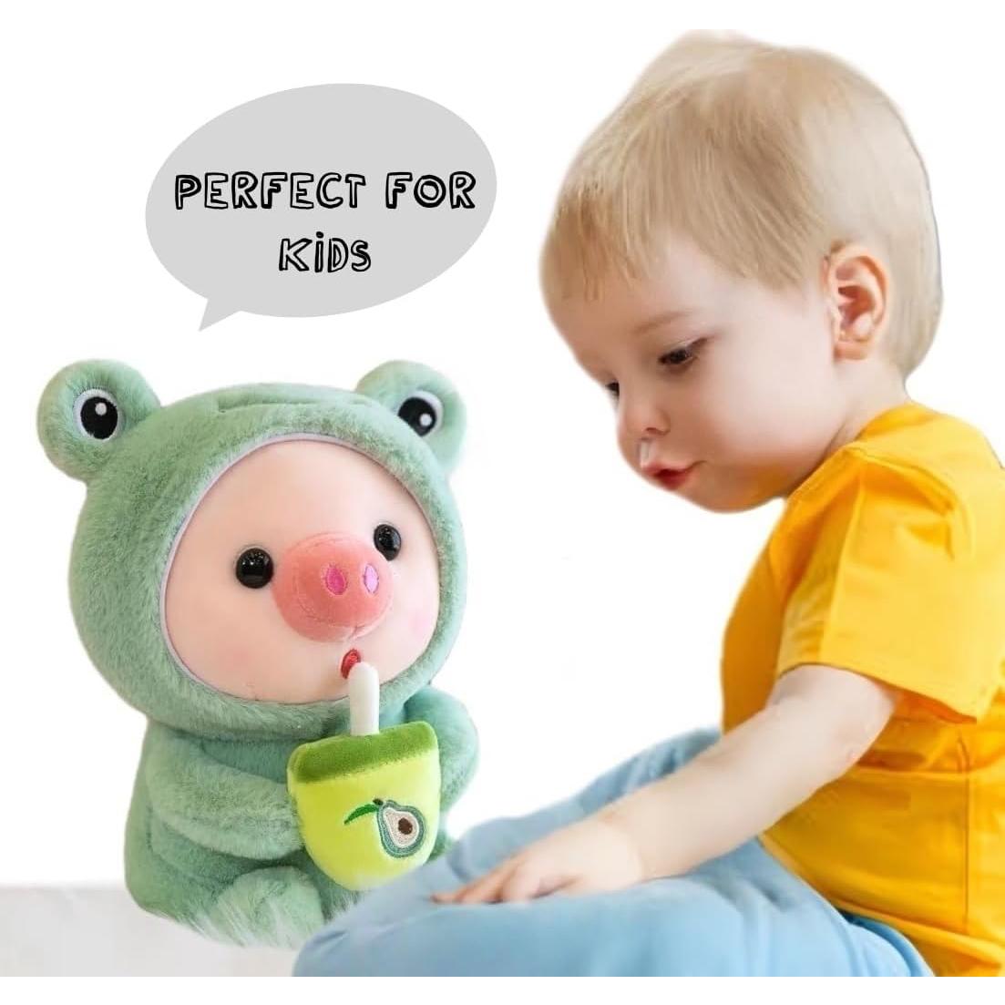 Cerdo de Peluche NCAIUNAE 24.9 cm Verde Disfraz Rana