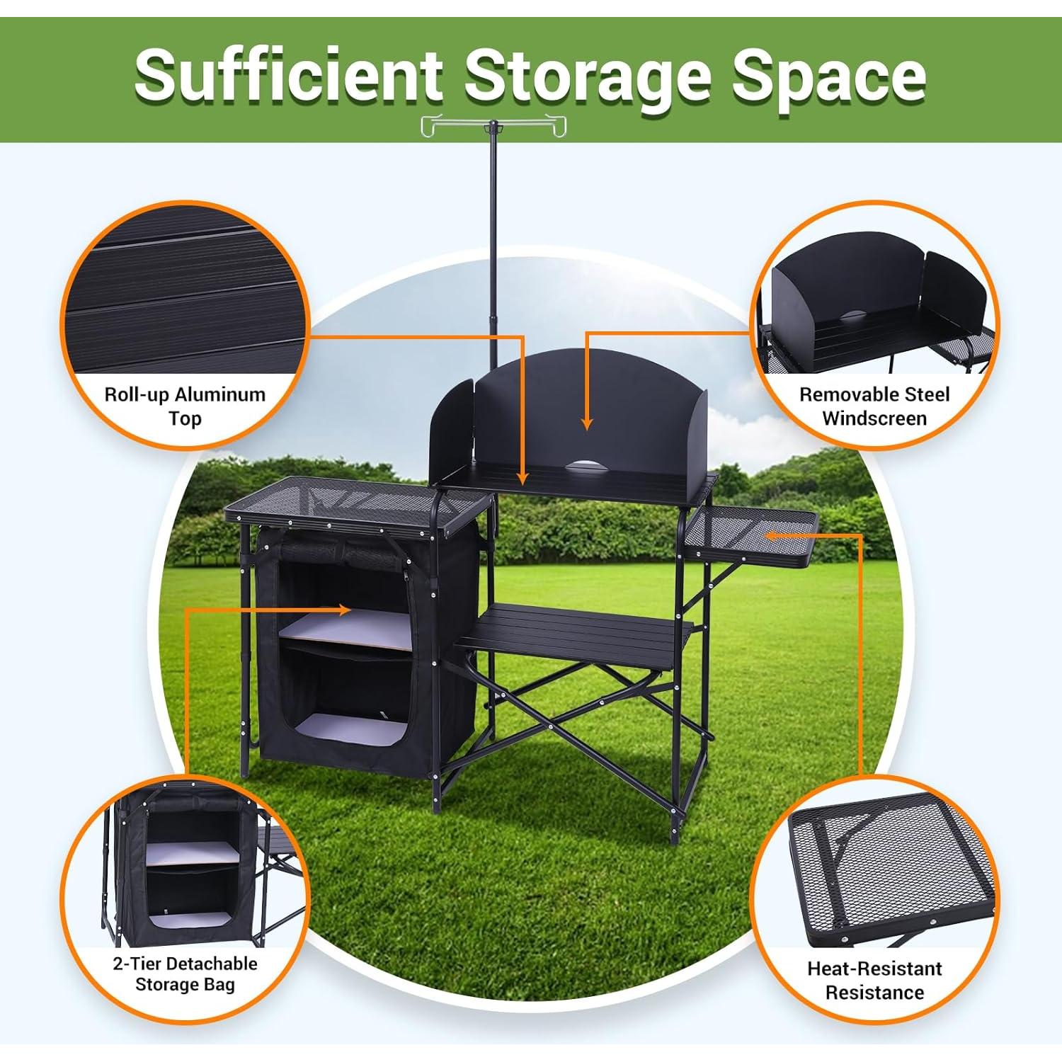 Estación de Cocina Camping Nice C, Mesa Plegable y Organizador