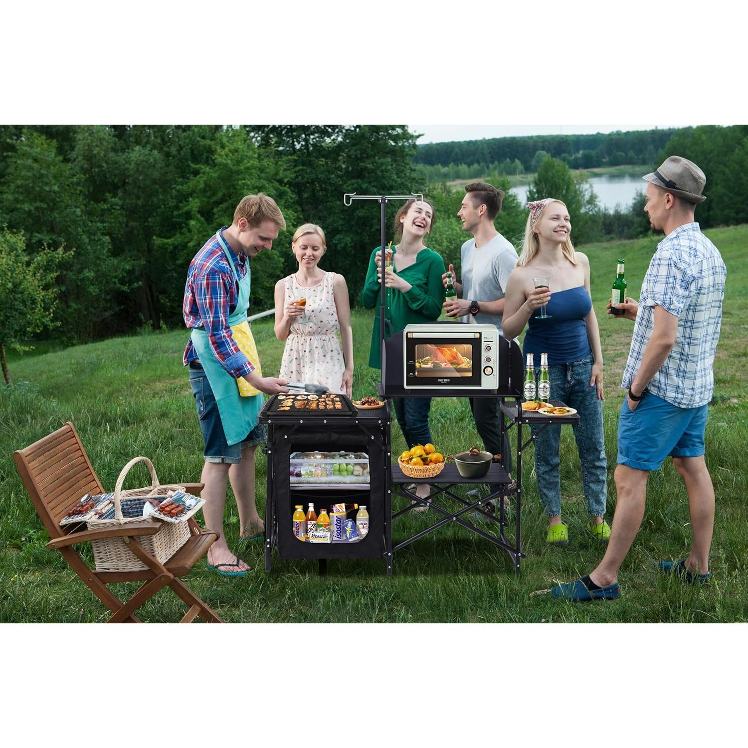 Estación de Cocina Camping Nice C, Mesa Plegable y Organizador