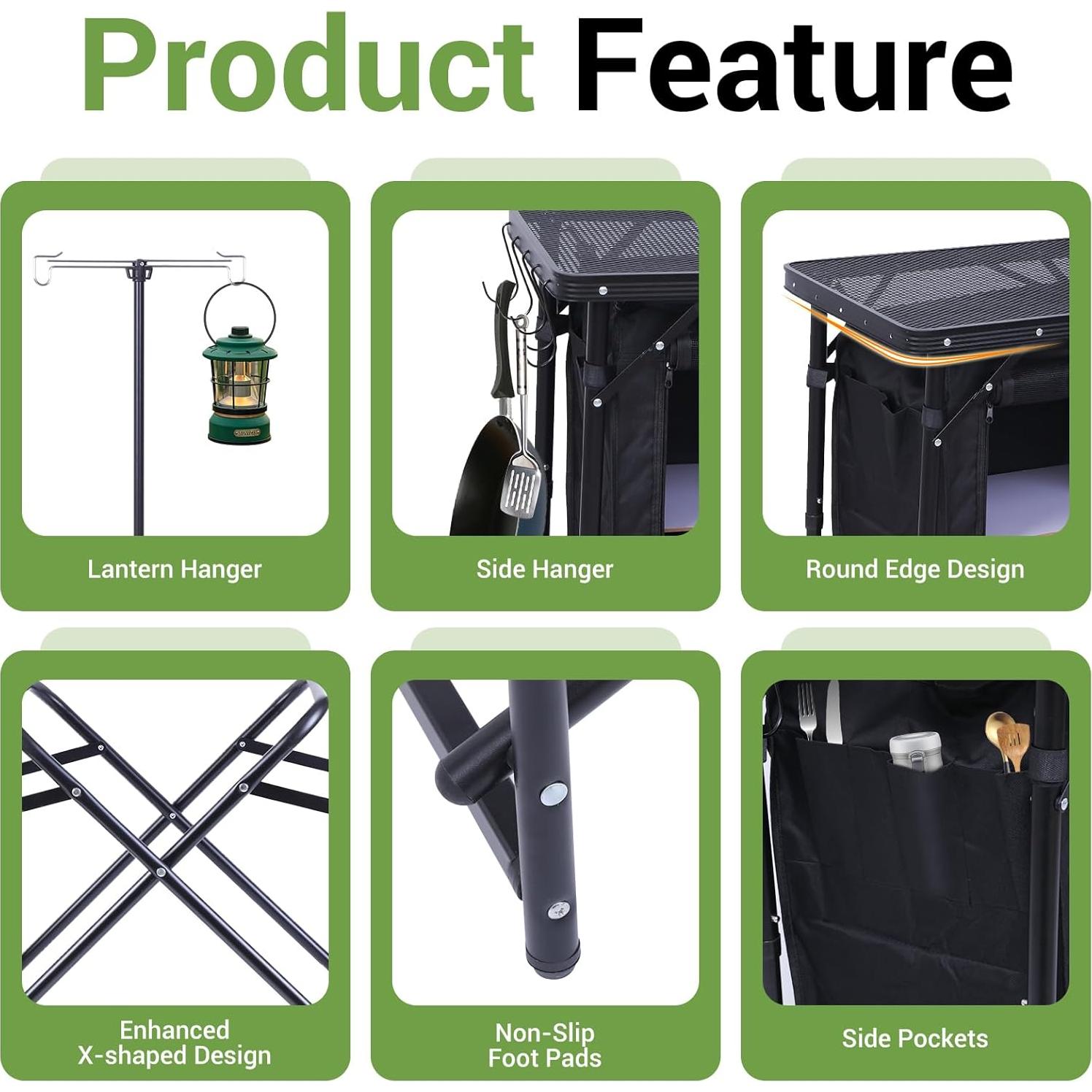 Estación de Cocina Camping Nice C, Mesa Plegable y Organizador