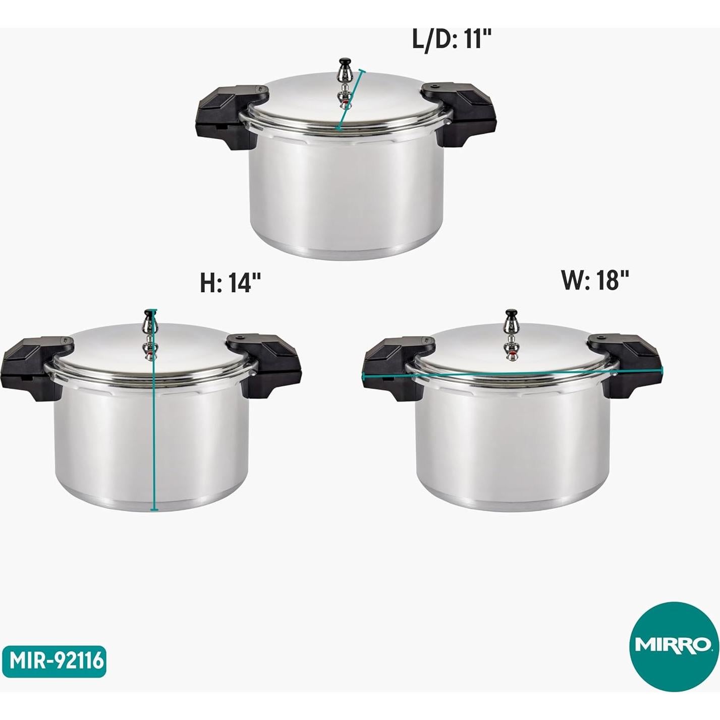 Olla a Presión Mirro de Aluminio Pulido 16 Litros Plata