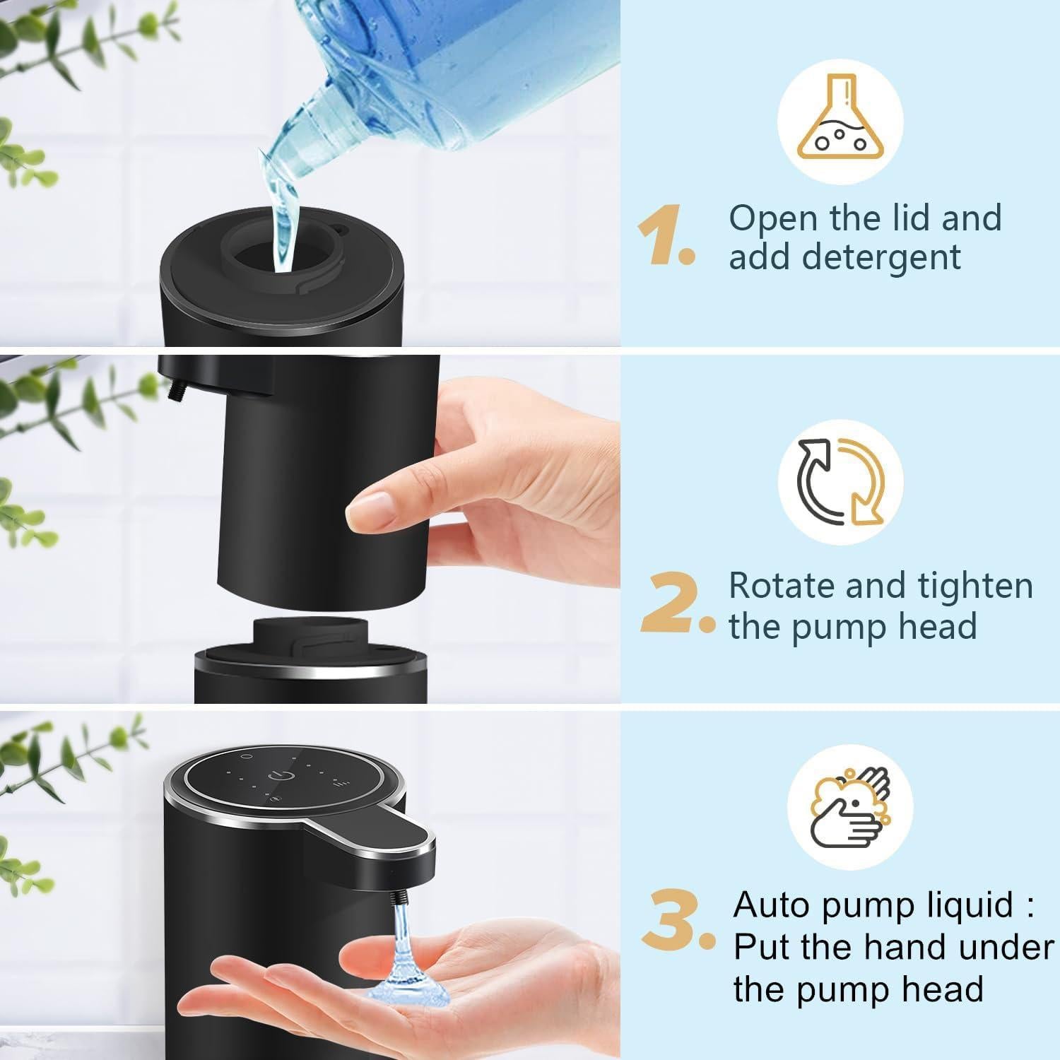 Dispensador Automático de Jabón Líquido Sylfu Negro 380ml