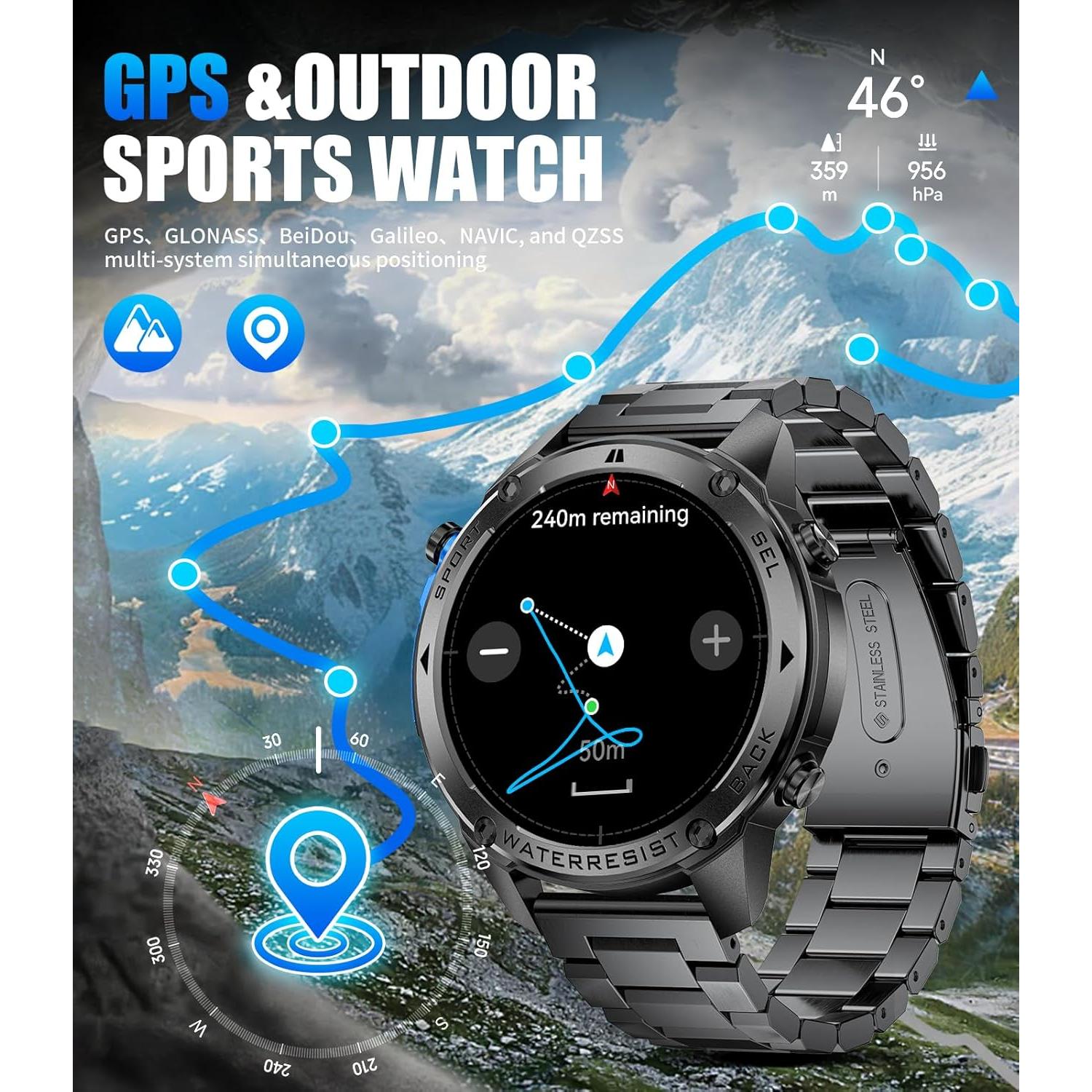 Reloj Inteligente HIRREO GPS 1.43" AMOLED 50M Impermeable