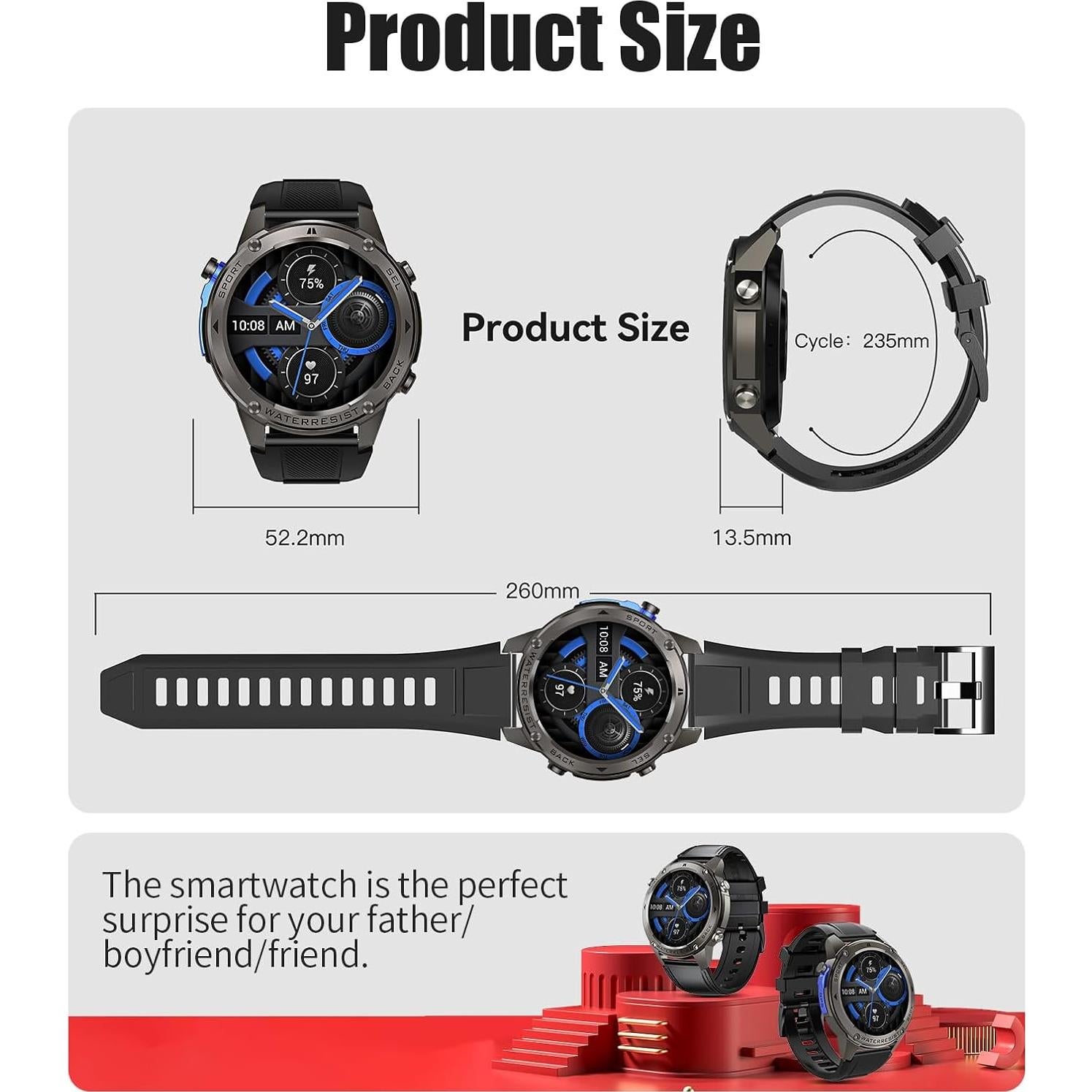 Reloj Inteligente HIRREO GPS 1.43" AMOLED 50M Impermeable