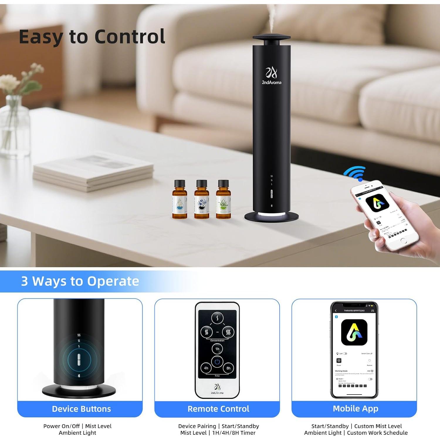 Difusor de Aromas Inalámbrico 2ndAroma HM002 Negro 1000 m²