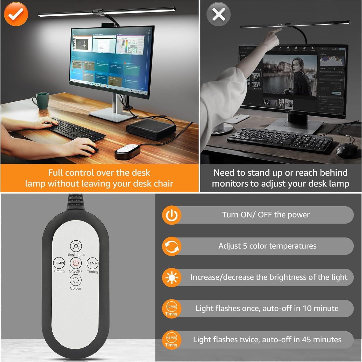 Lámpara de Escritorio LED ShineTech U19TC5 con Abrazadera 50 Modos