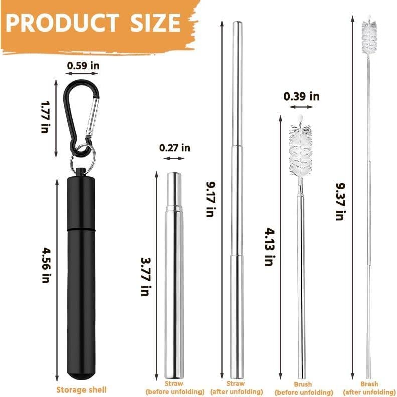 Popote Plegable Reutilizable Sisadodo con Estuche y Cepillo