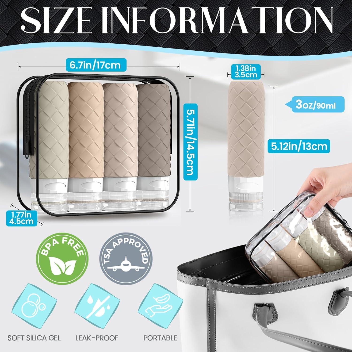 Botellas de Viaje Silevoler 90ml A Prueba de Fugas - 4 Piezas