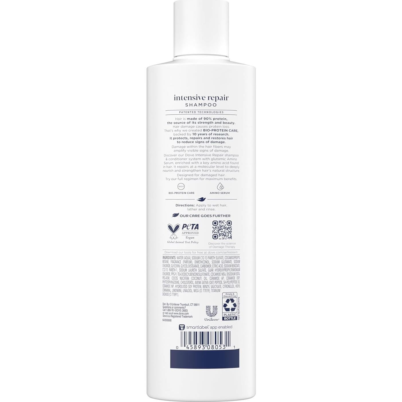Champú Dove 4 unidades 354 ml Reparación Intensiva Cabello Dañado