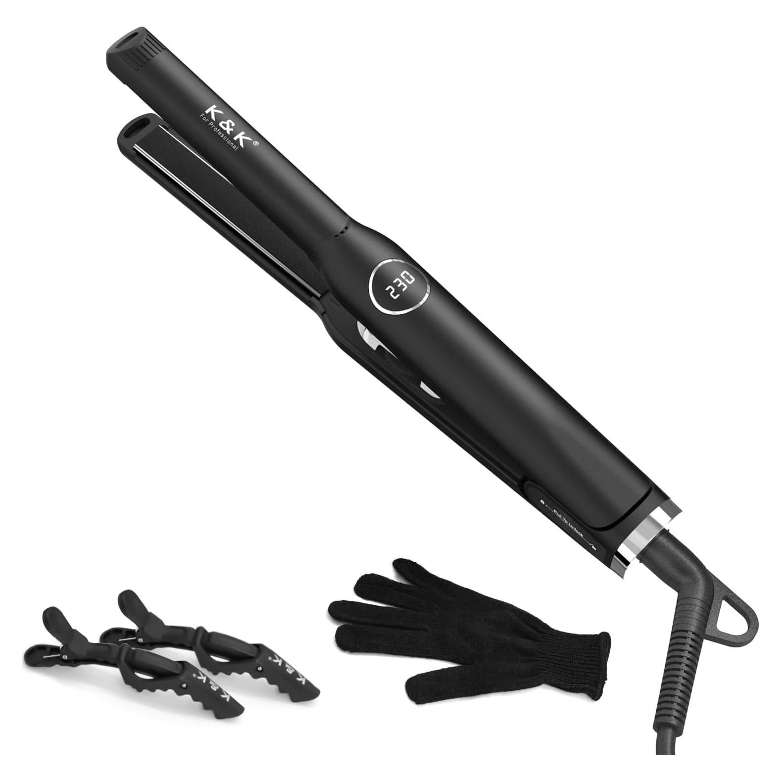 Plancha de Pelo Mini K&K de Titanio 1.27 cm Temperatura Ajustable