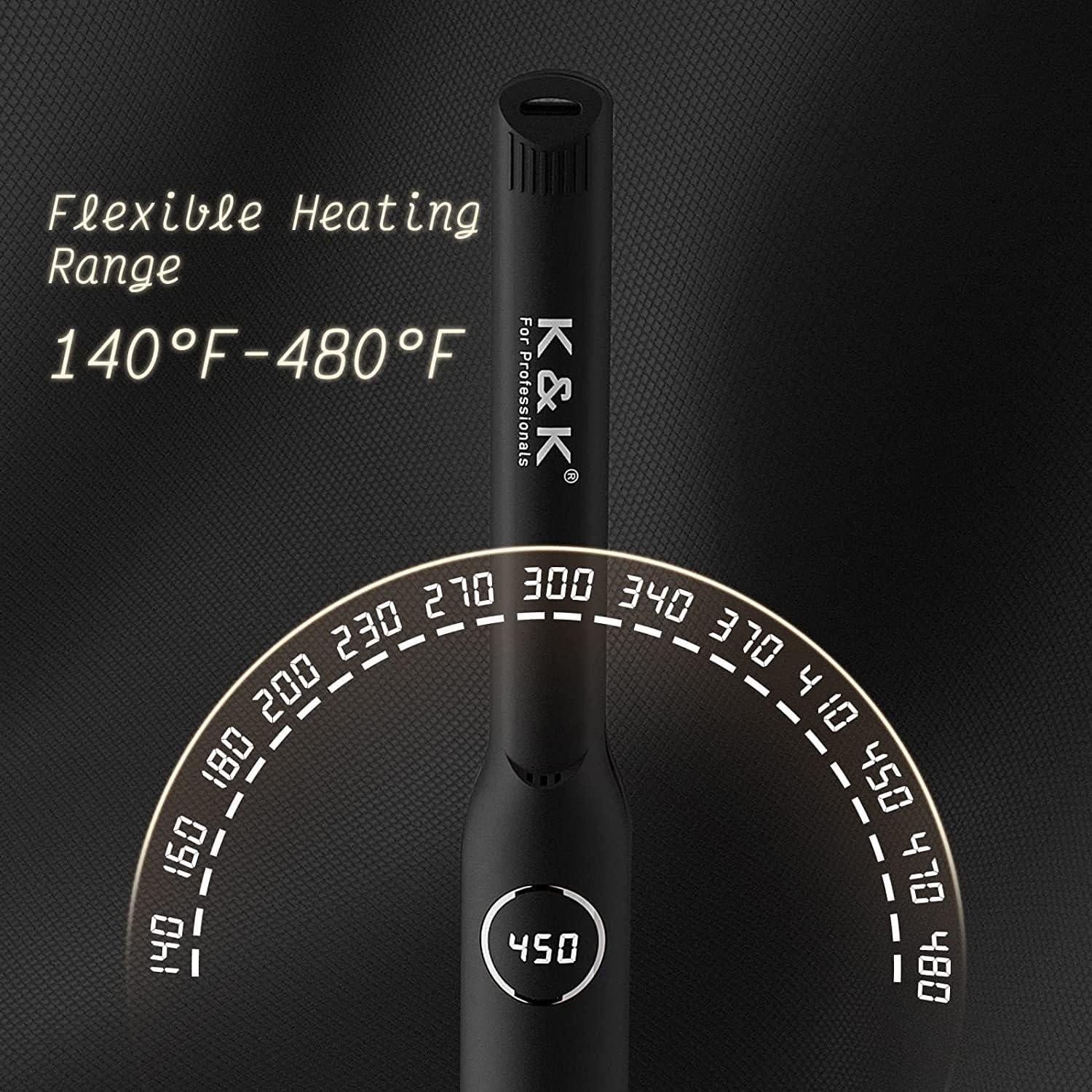 Plancha de Pelo Mini K&K de Titanio 1.27 cm Temperatura Ajustable