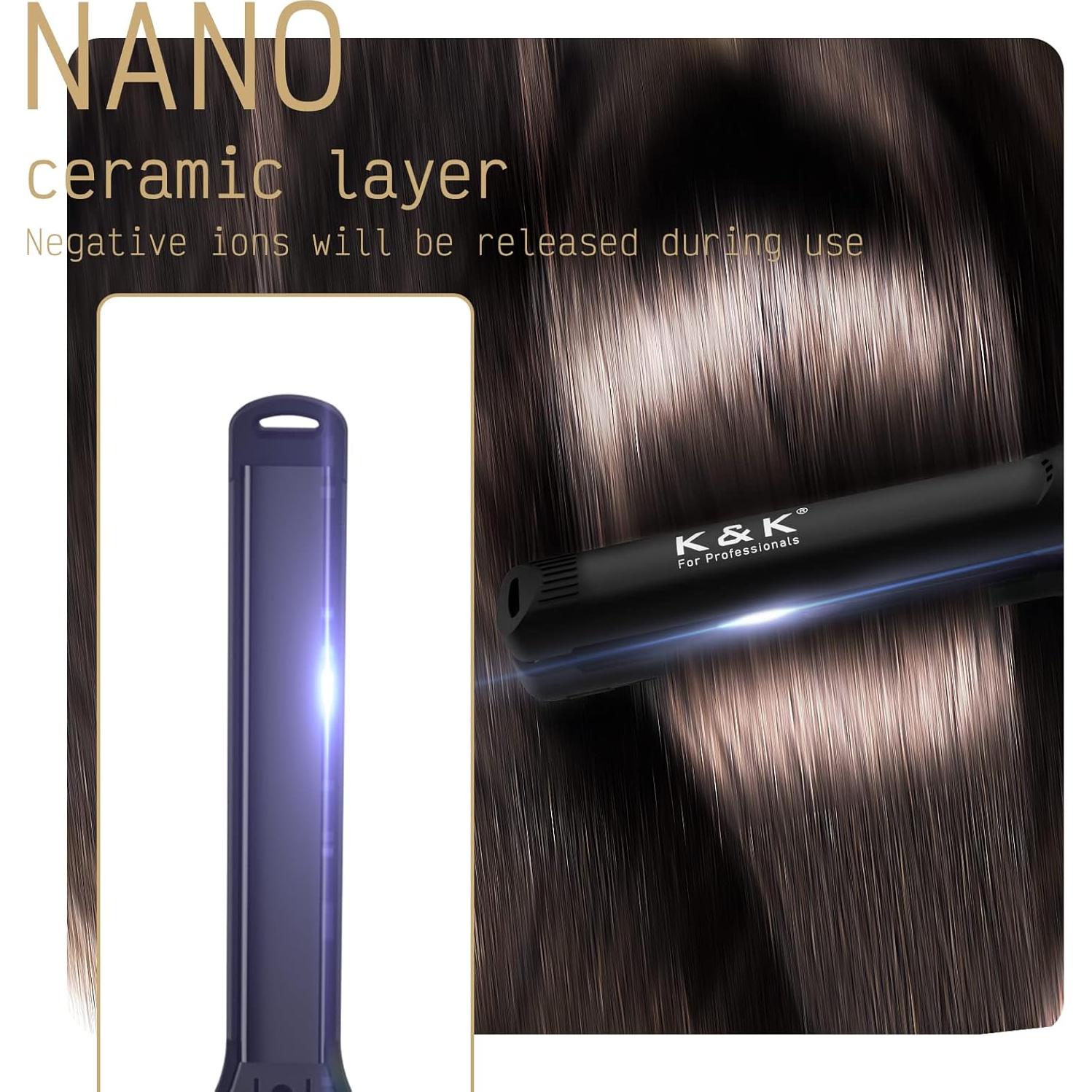 Plancha de Pelo Mini K&K de Titanio 1.27 cm Temperatura Ajustable