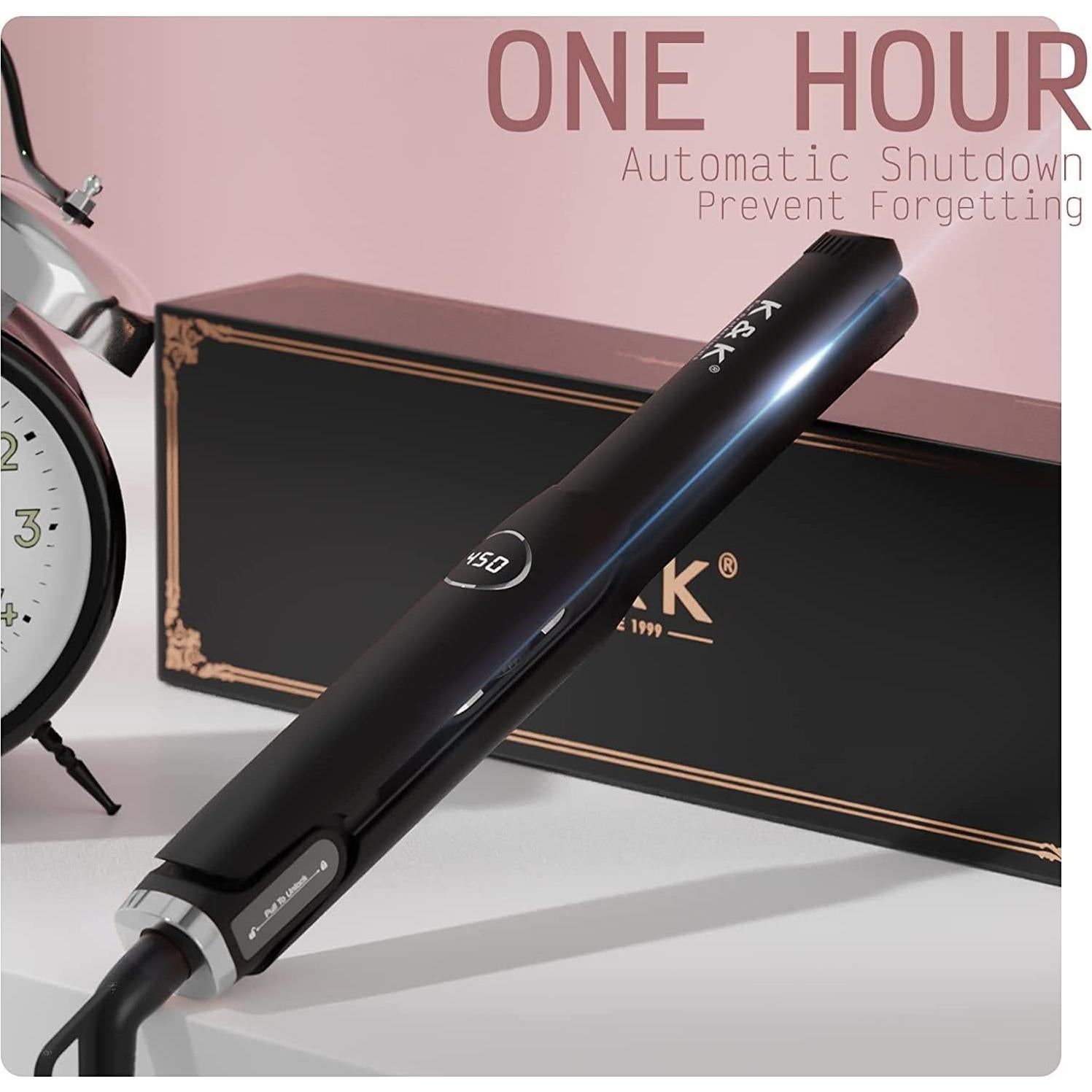 Plancha de Pelo Mini K&K de Titanio 1.27 cm Temperatura Ajustable