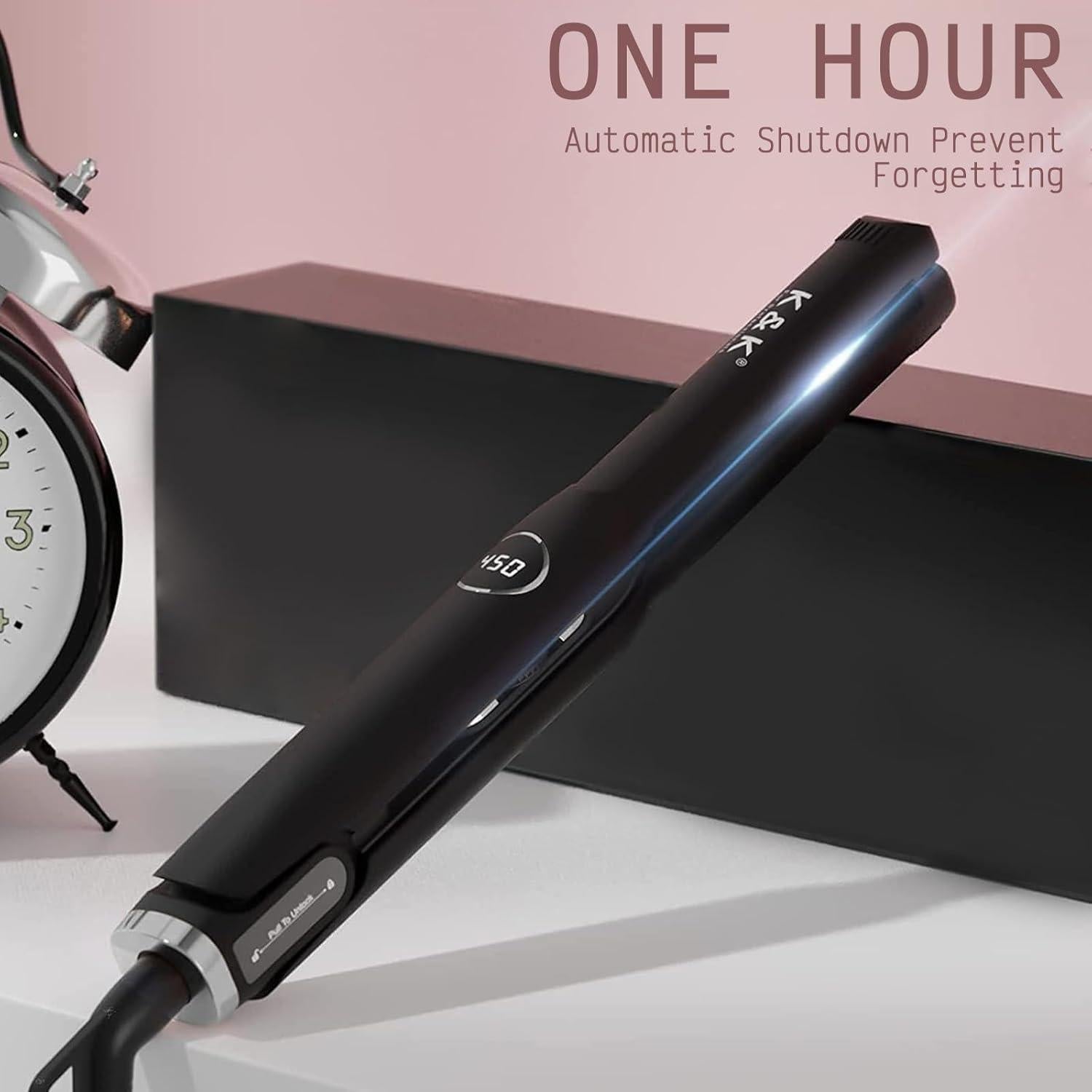 Plancha de Pelo Mini K&K de Titanio 1.27 cm Temperatura Ajustable