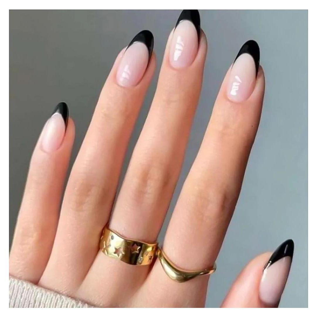 Uñas Postizas Almendras Negras RikView 24 PCS Ecológicas