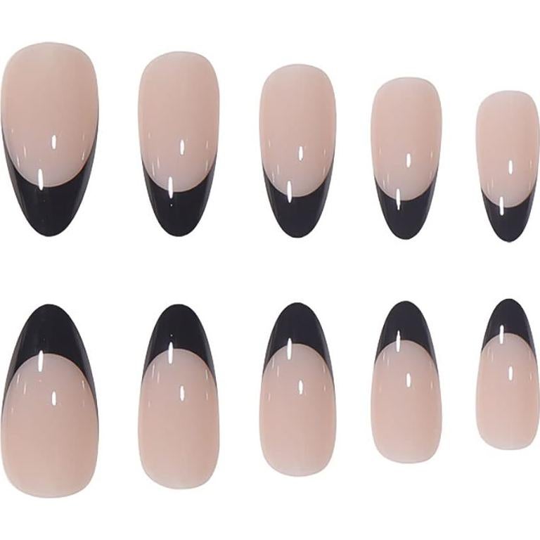 Uñas Postizas Almendras Negras RikView 24 PCS Ecológicas