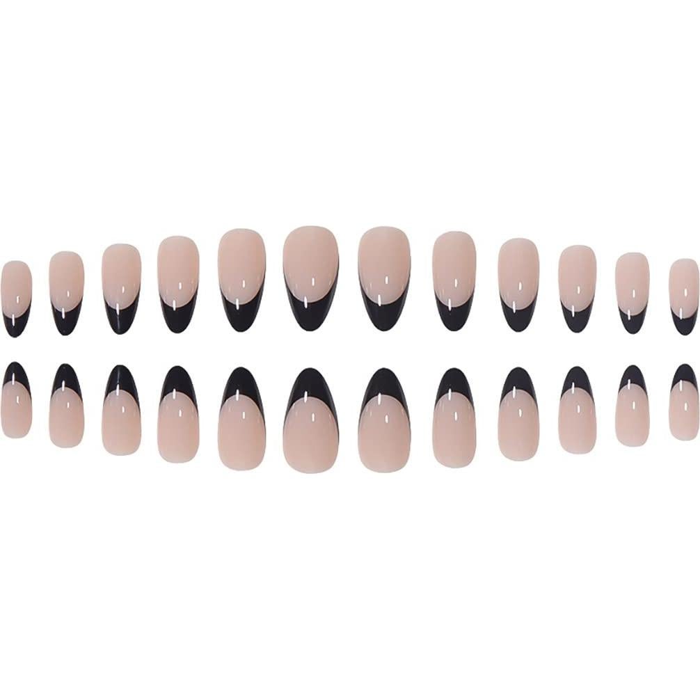 Uñas Postizas Almendras Negras RikView 24 PCS Ecológicas